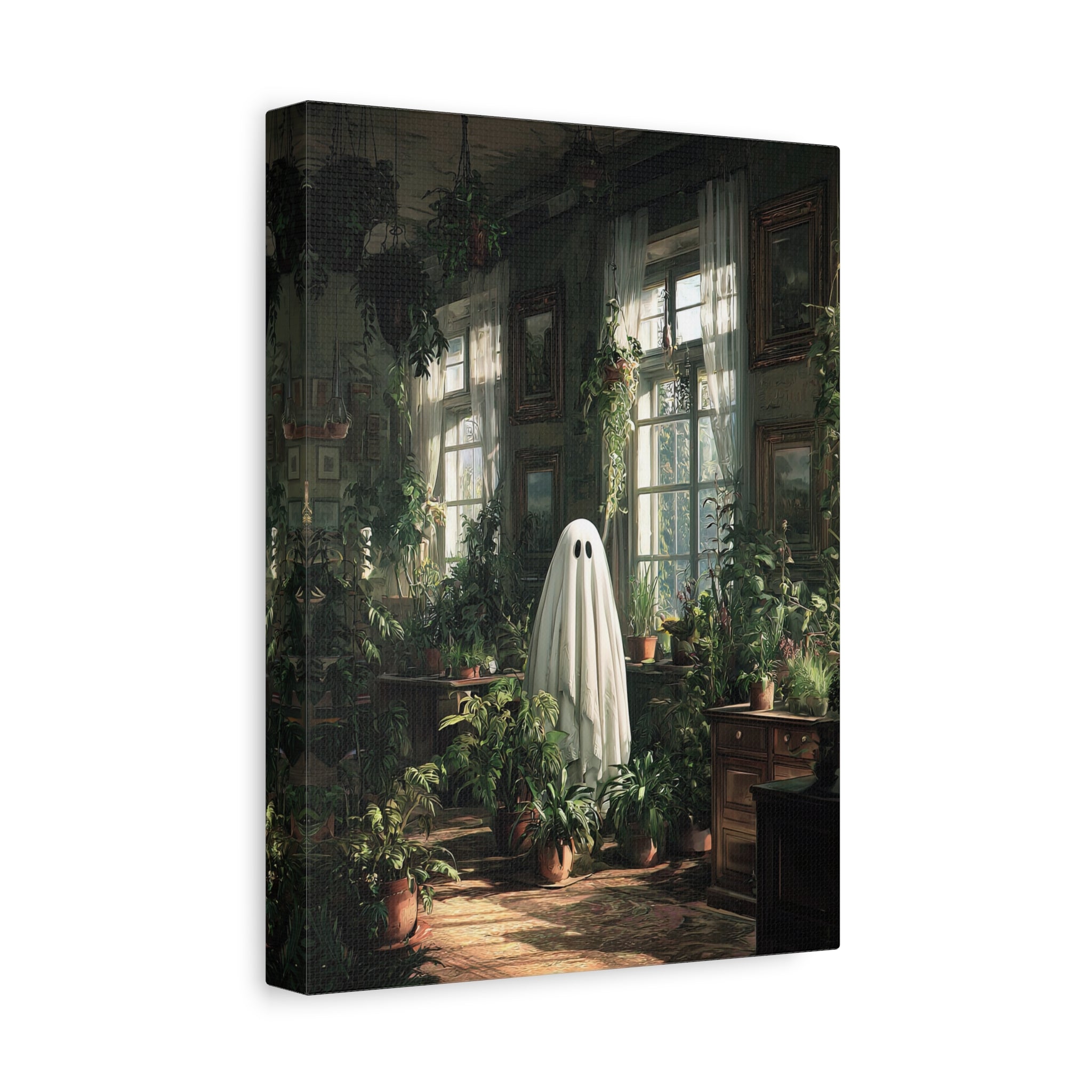 1.25" Matte Canvas - Ghost Among Houseplants