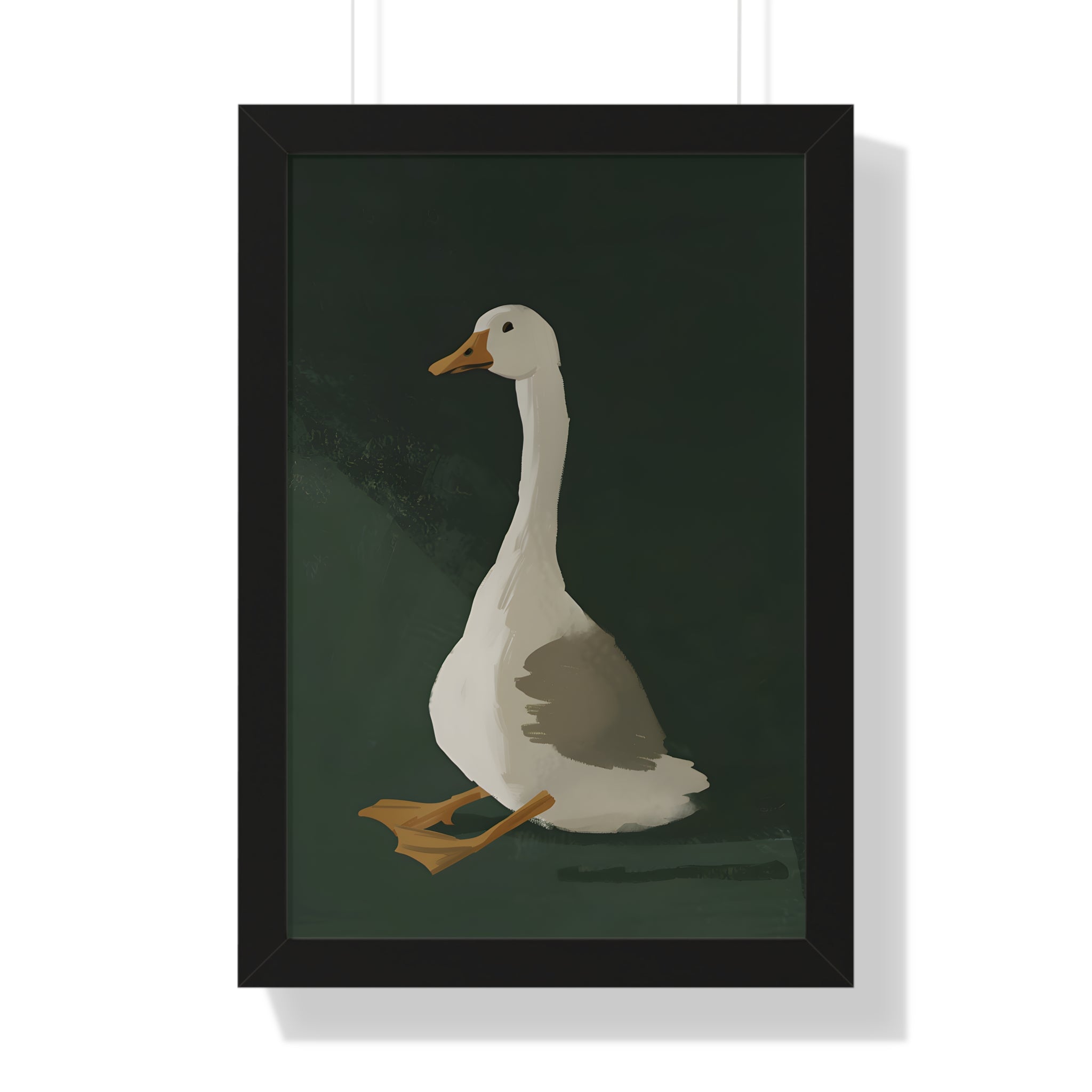 Framed Paper Print - Sitting Goose in Spotlight