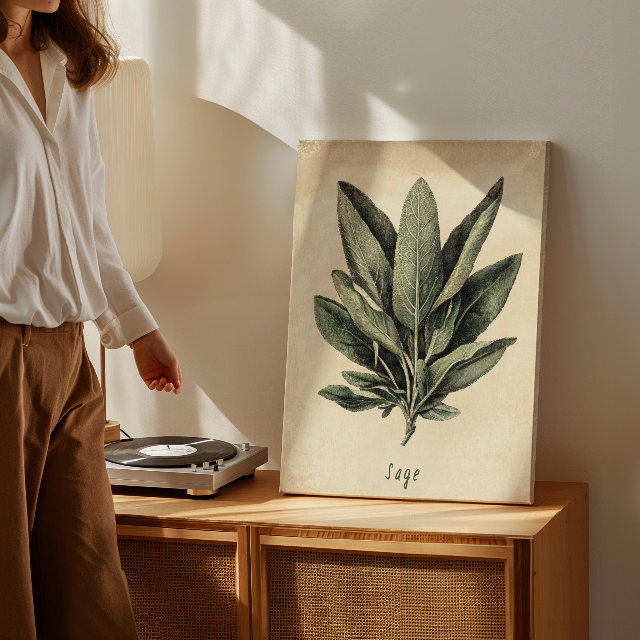 .75" Matte Canvas - Botanical Sage Study