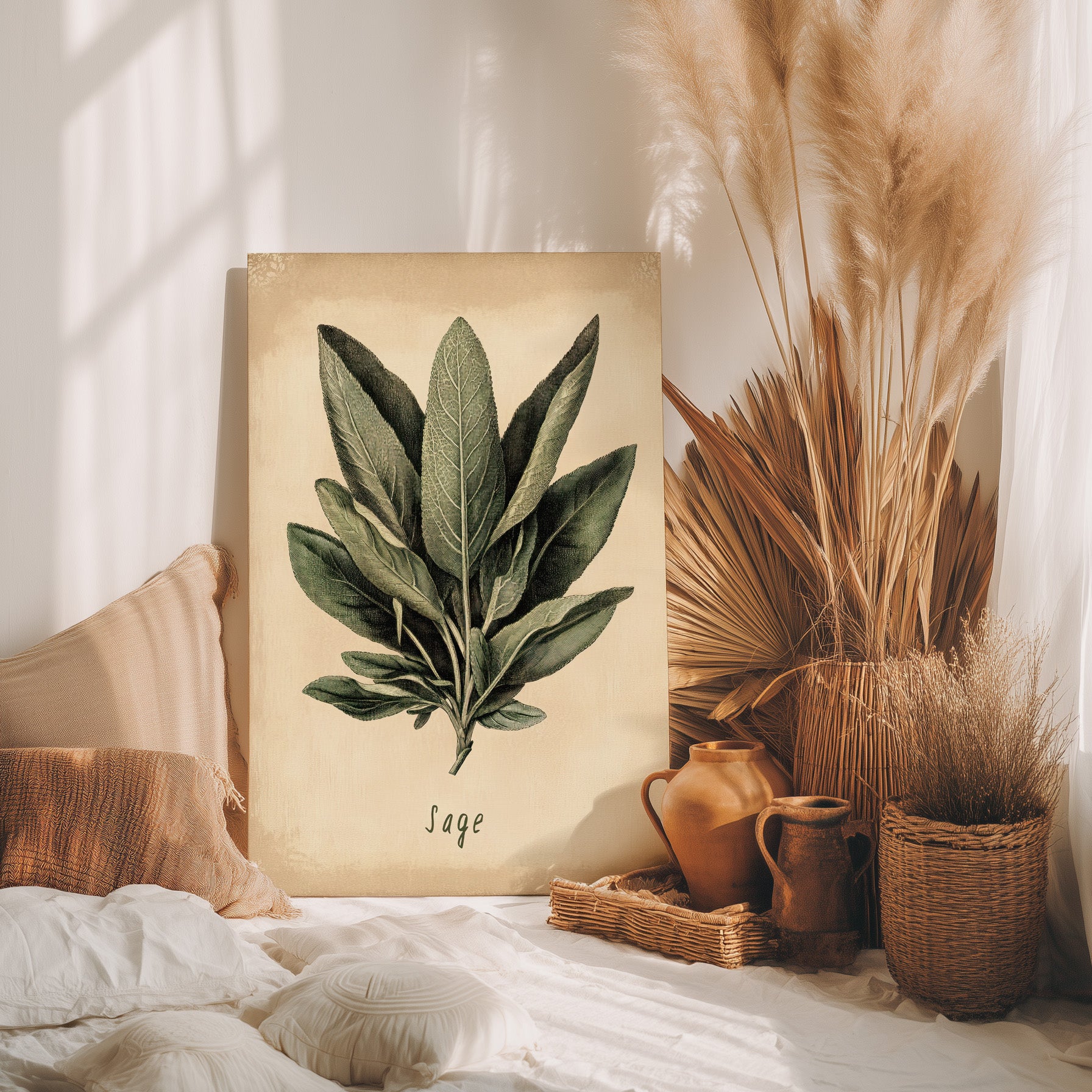 .75" Matte Canvas - Botanical Sage Study
