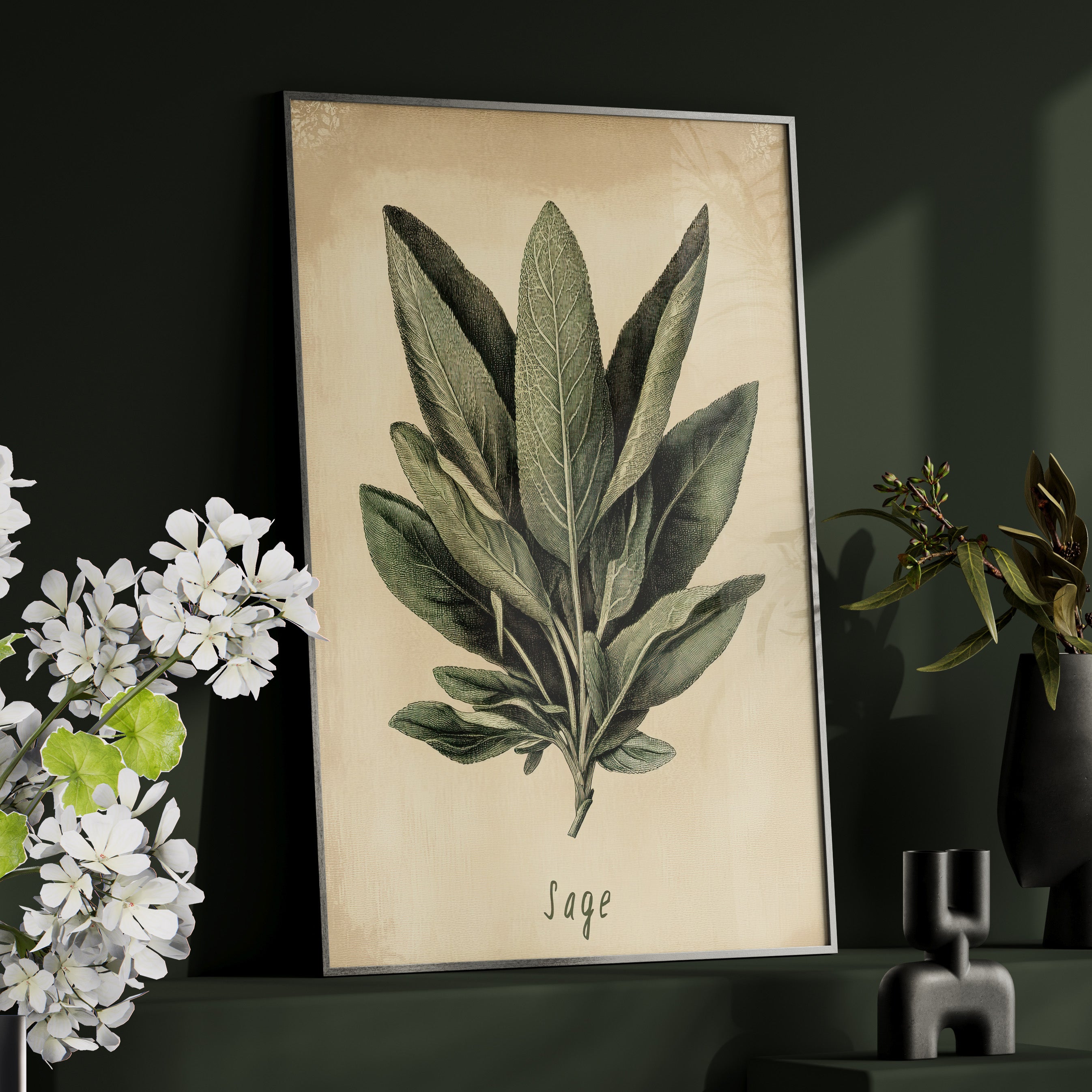 Framed Paper Print - Botanical Sage Study
