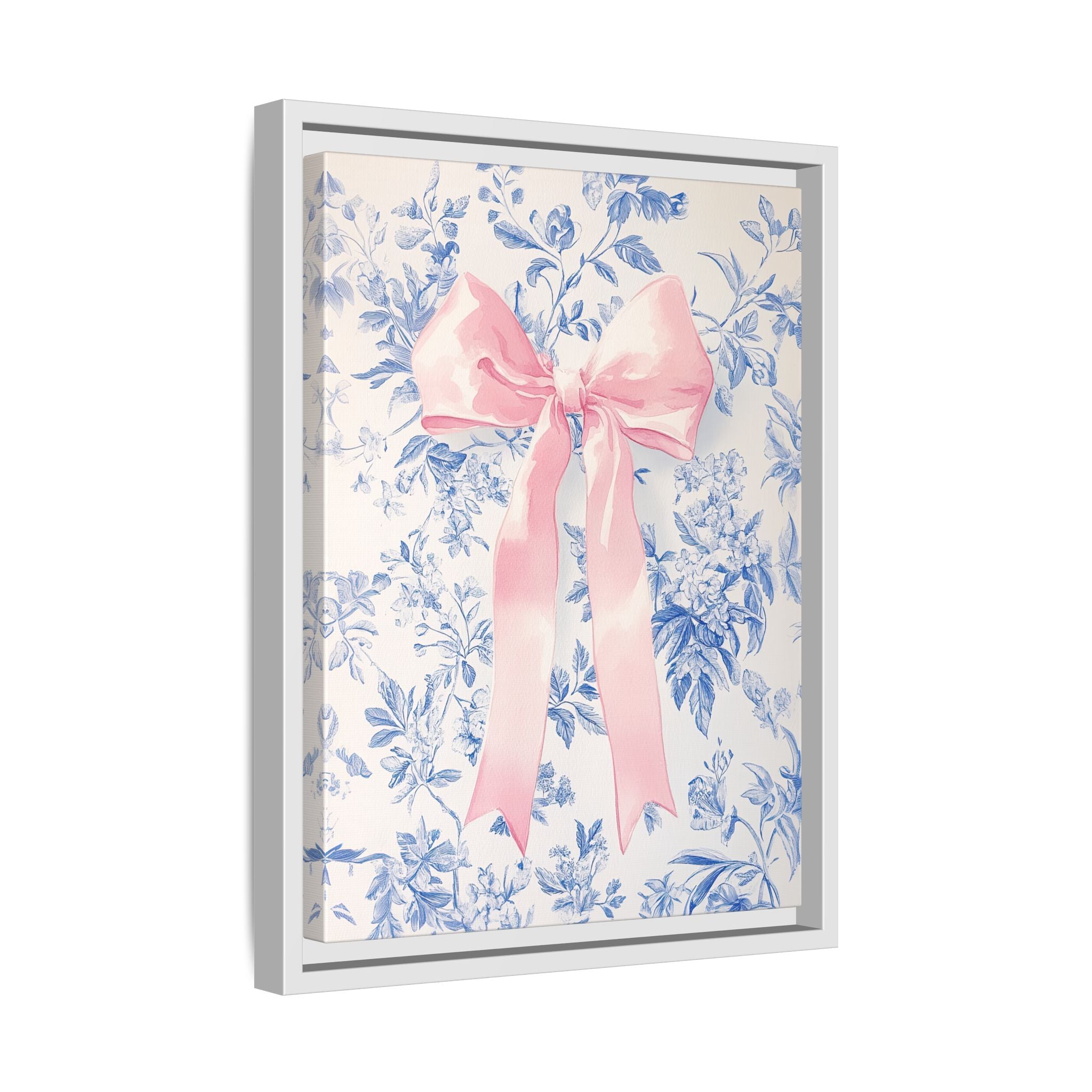 Framed Canvas - Pink Bow Floralscape