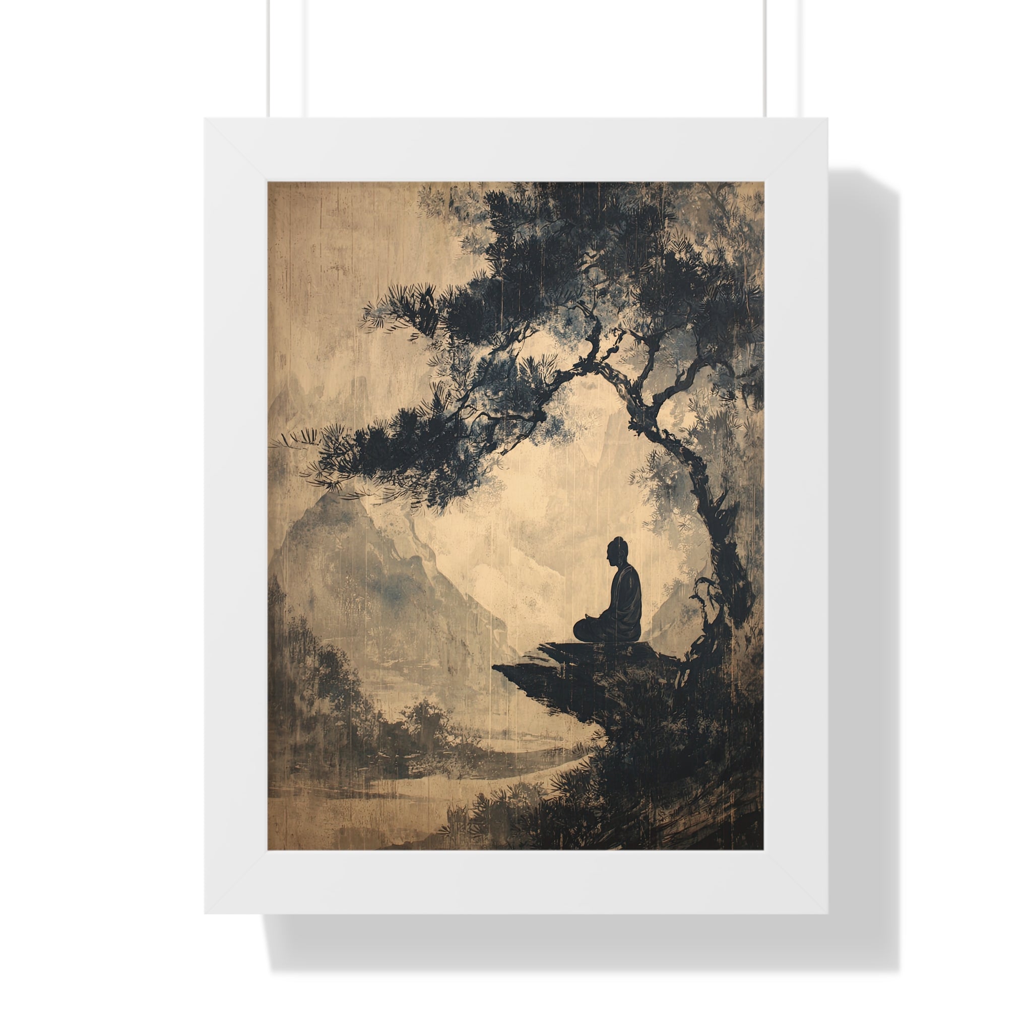 Framed Paper Print - Mountain Tree Zen Silence