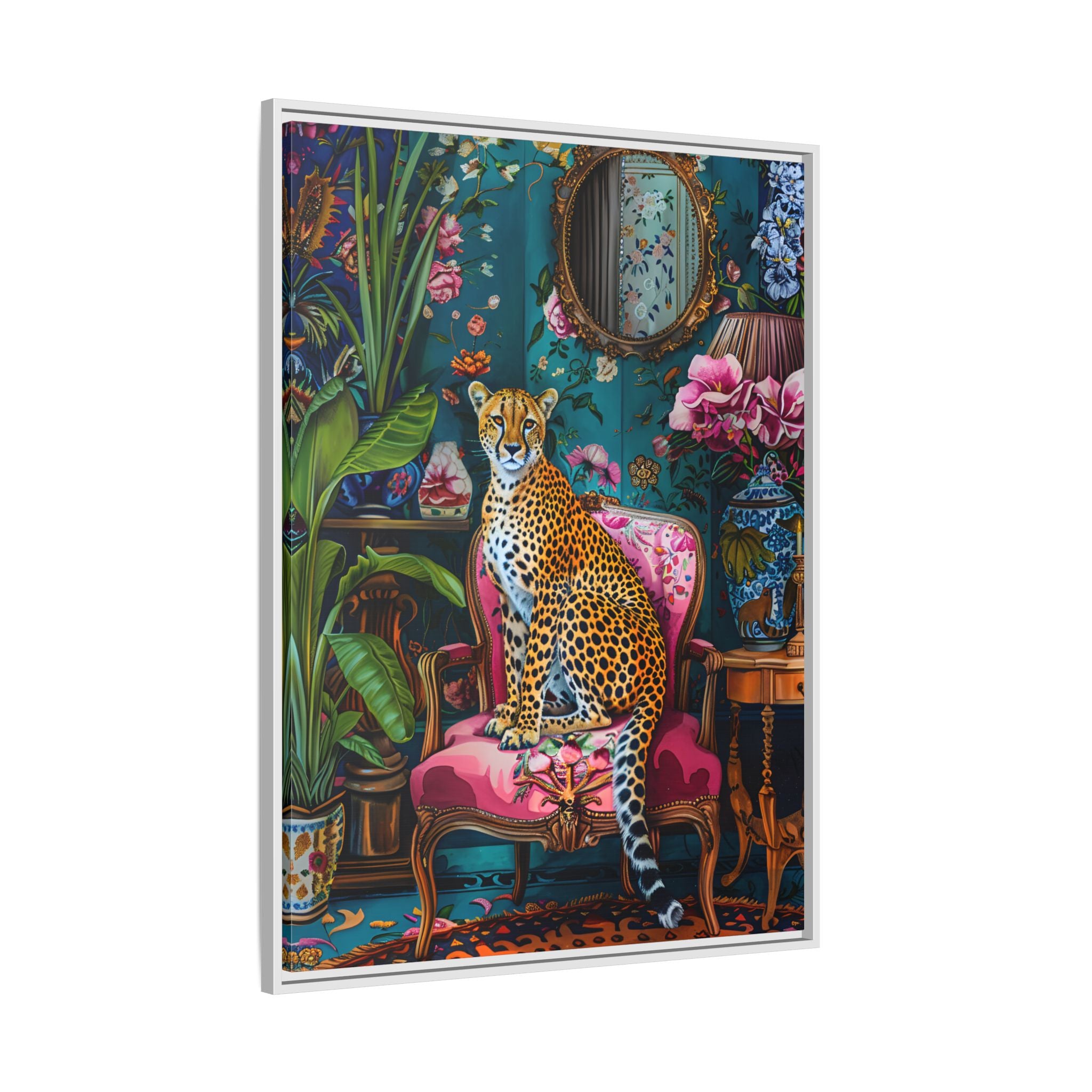 Framed Canvas - Regal Cheetah Reverie