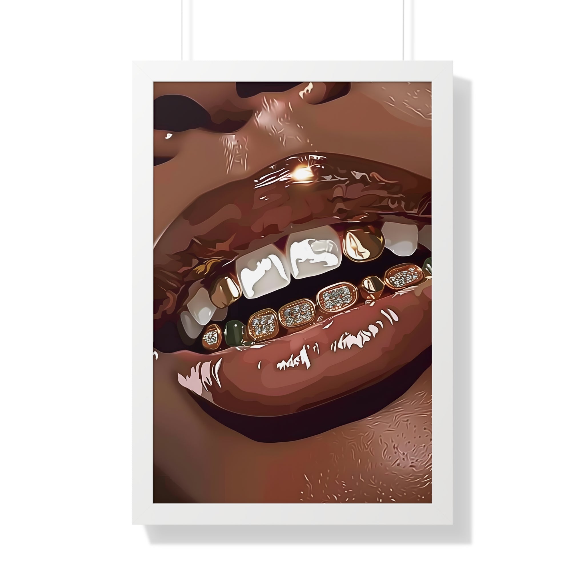 Framed Paper Print - Golden Grill Smile
