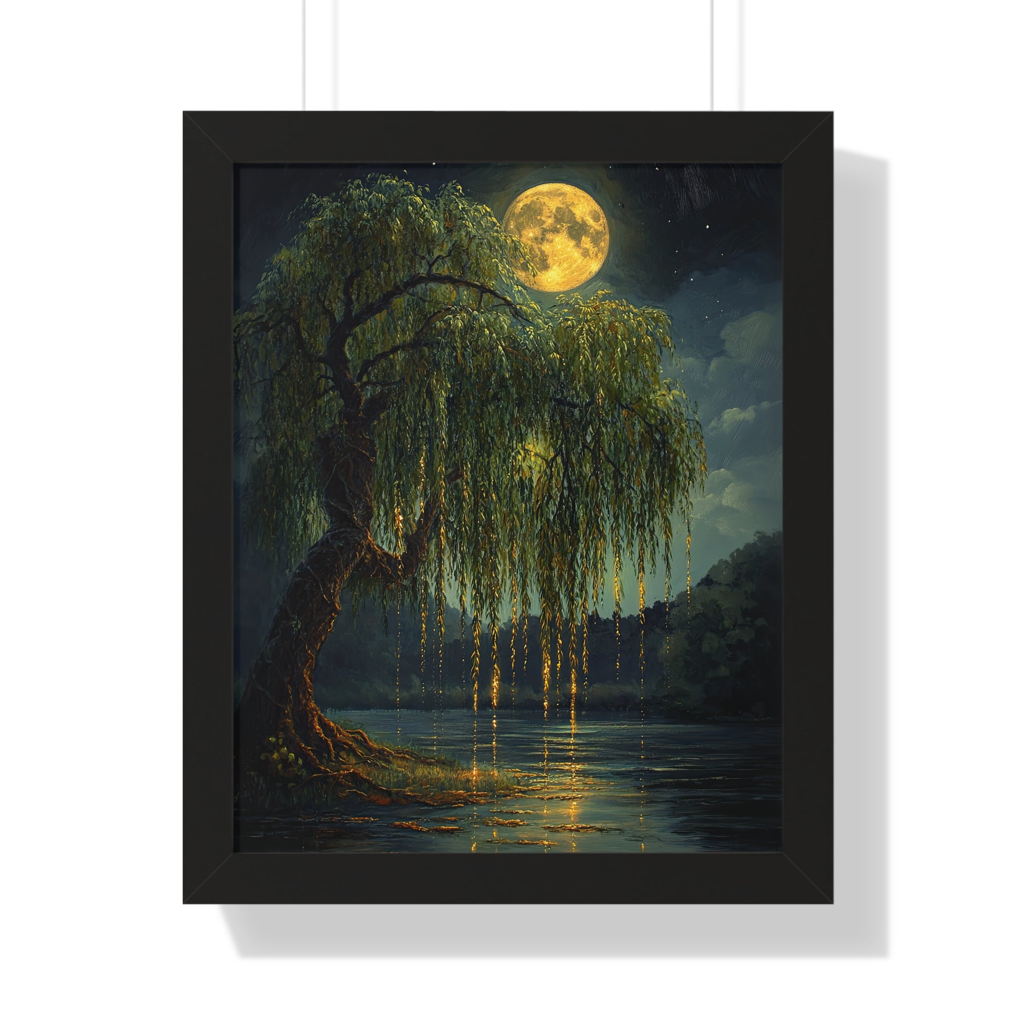 Framed Paper Print - Moonlit Willow Glow