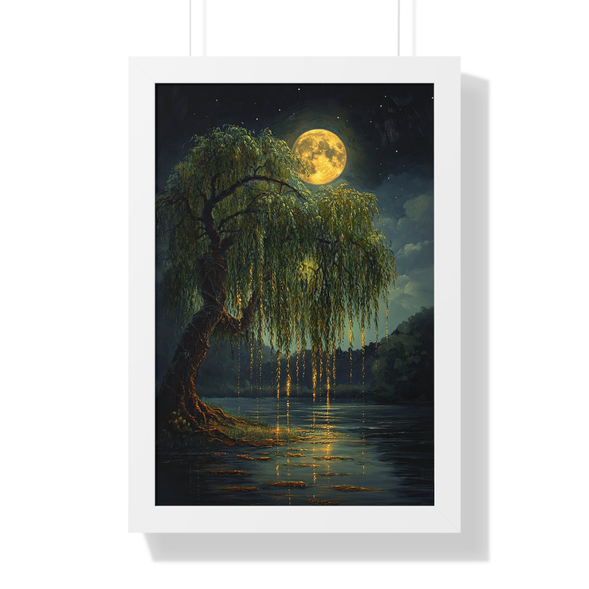 Framed Paper Print - Moonlit Willow Glow