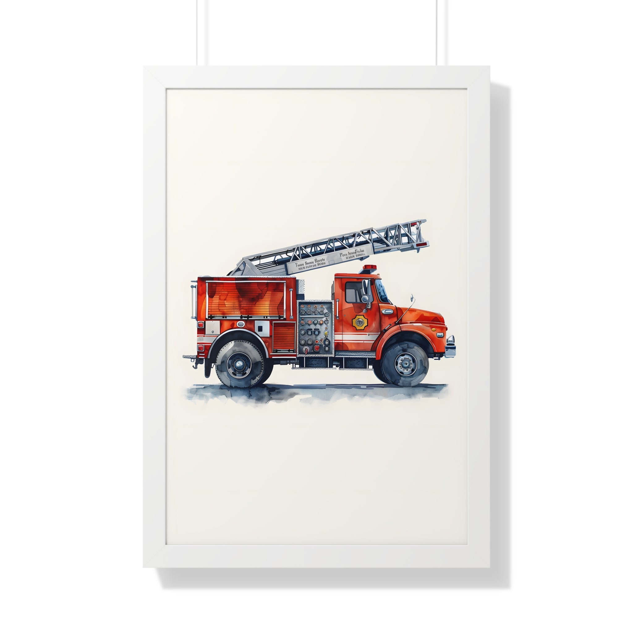 Framed Paper Print - Ladder Firetruck Nursery