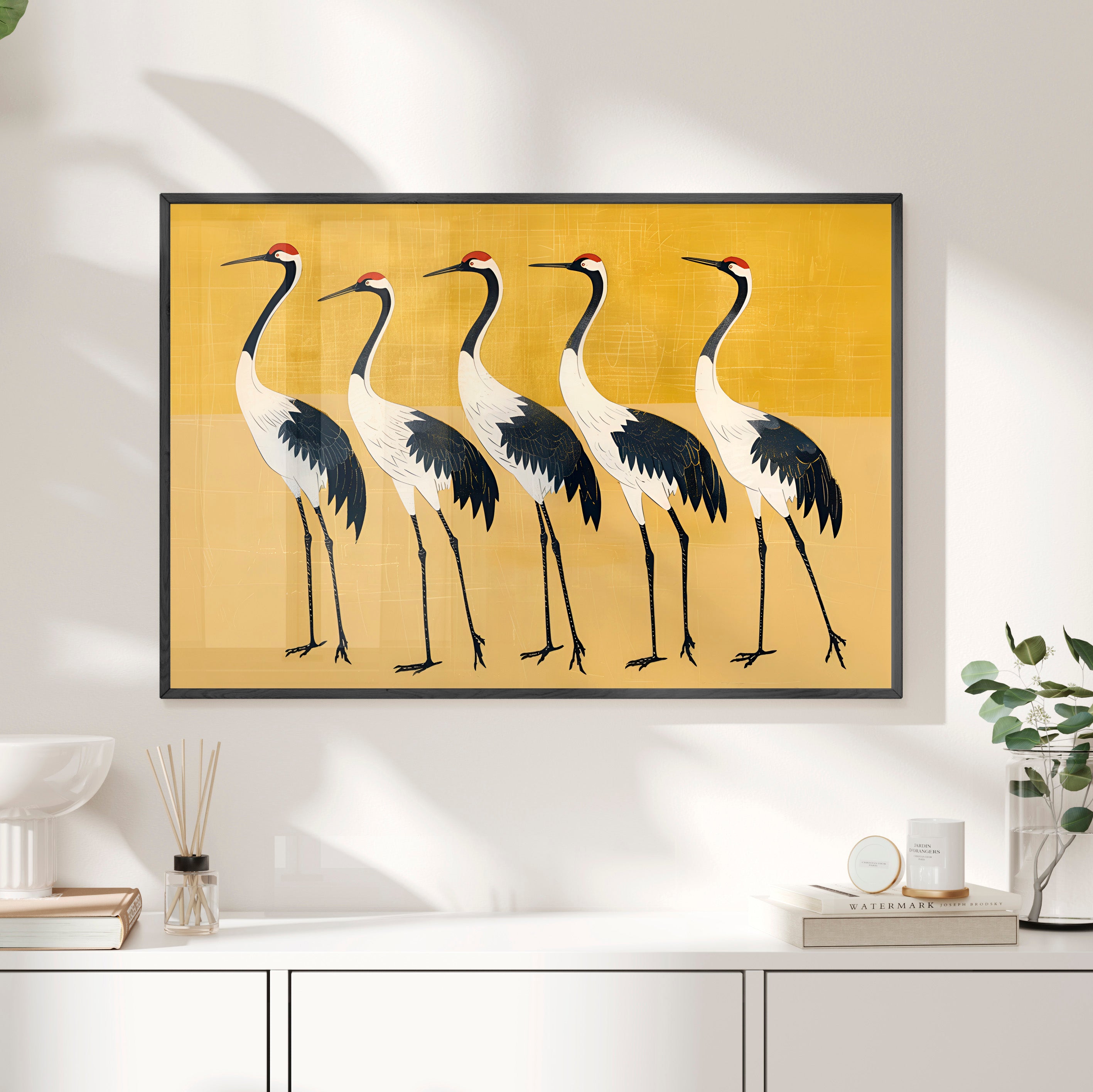 Framed Paper Print - Golden Parade of Cranes