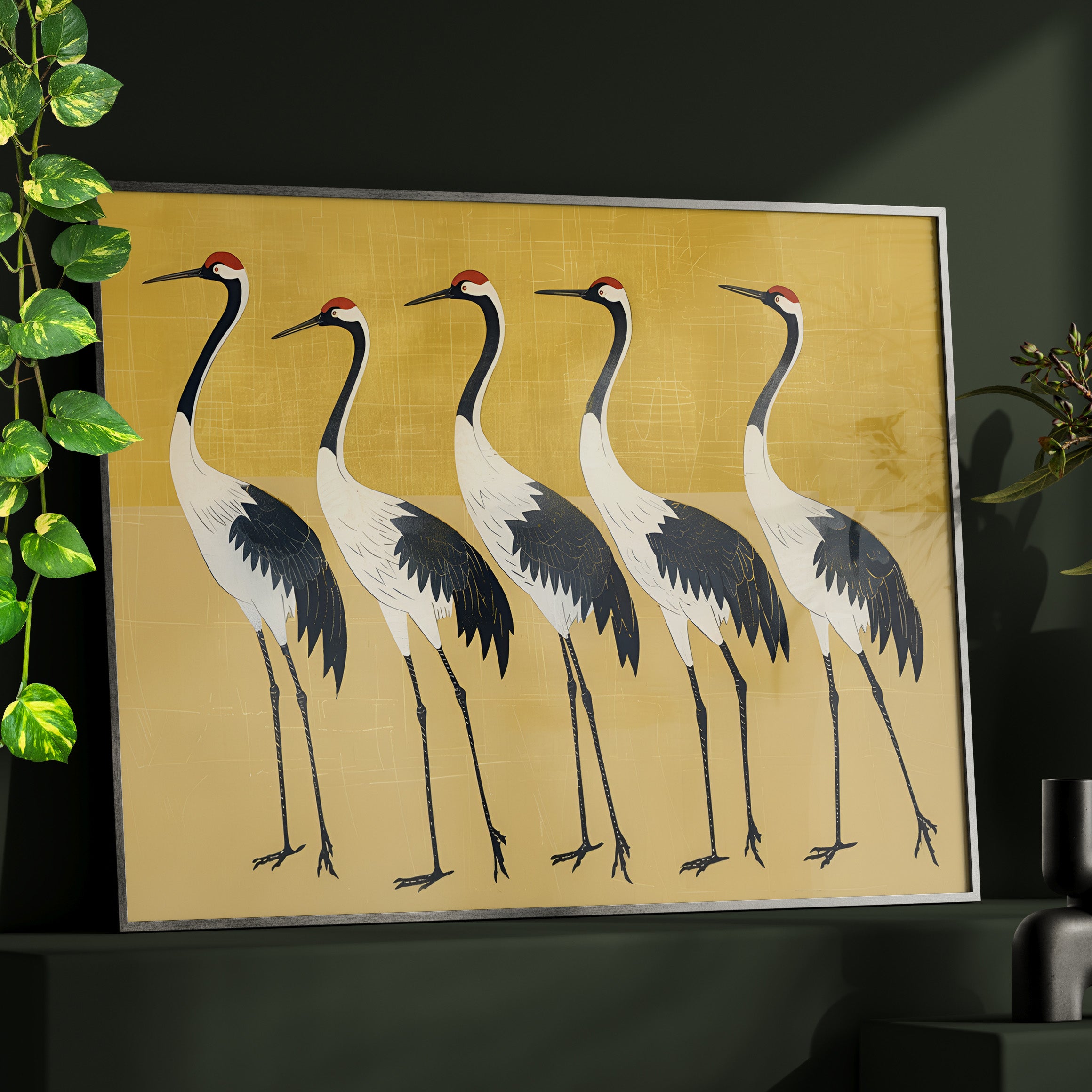 Framed Paper Print - Golden Parade of Cranes