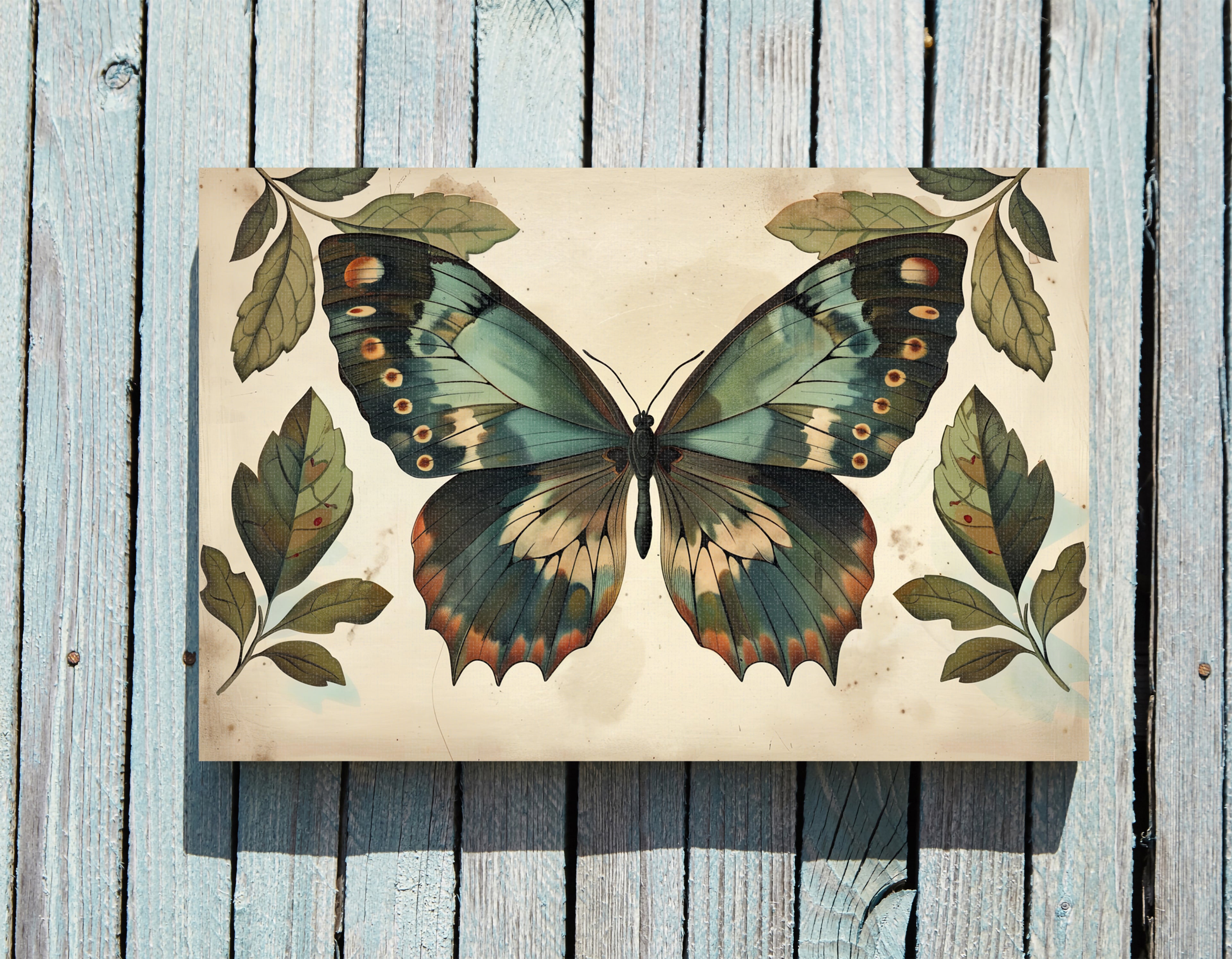 .75" Matte Canvas - Vintage Iridescent Butterfly Bloom