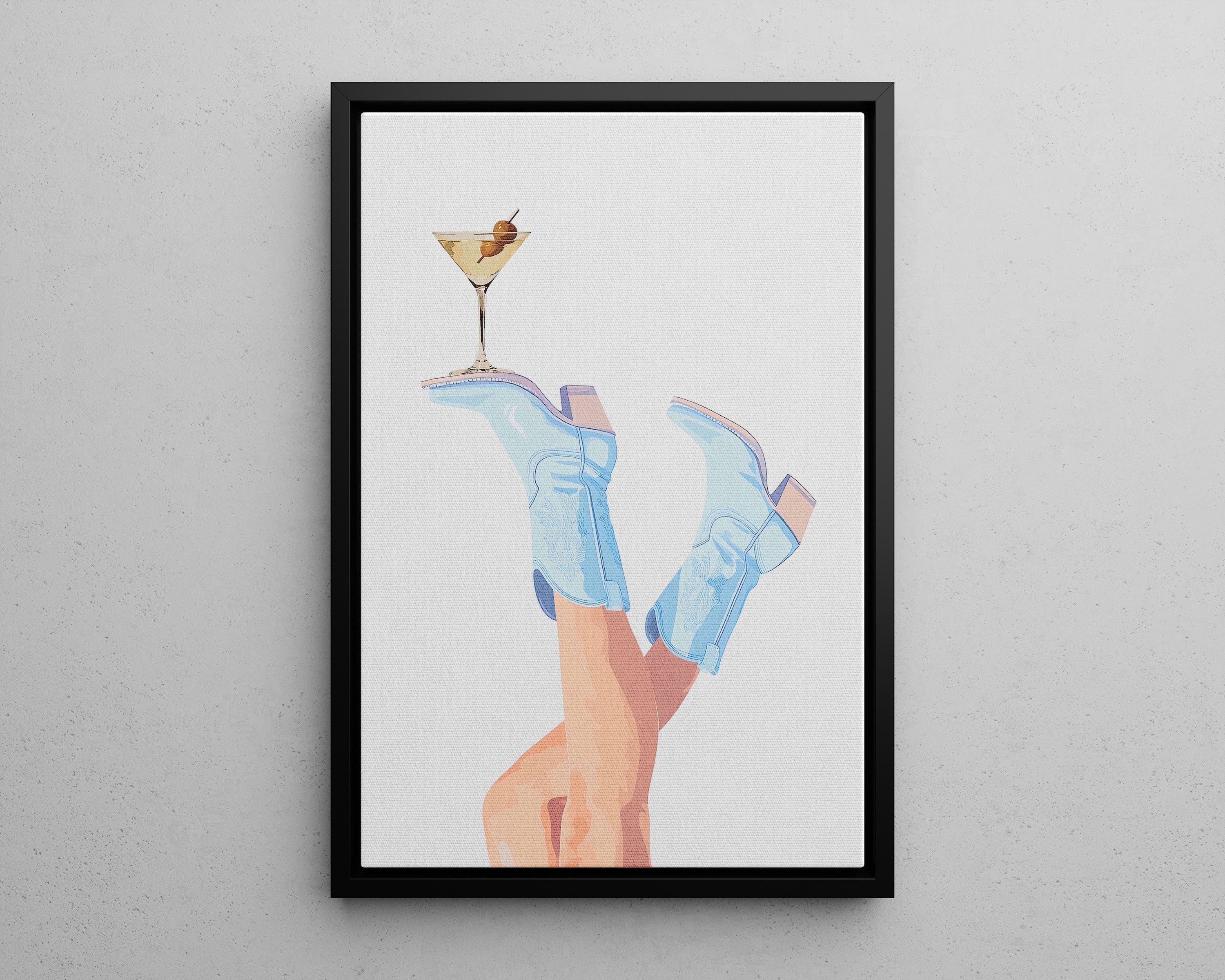 Framed Canvas - Boots Up, Cheers Babe