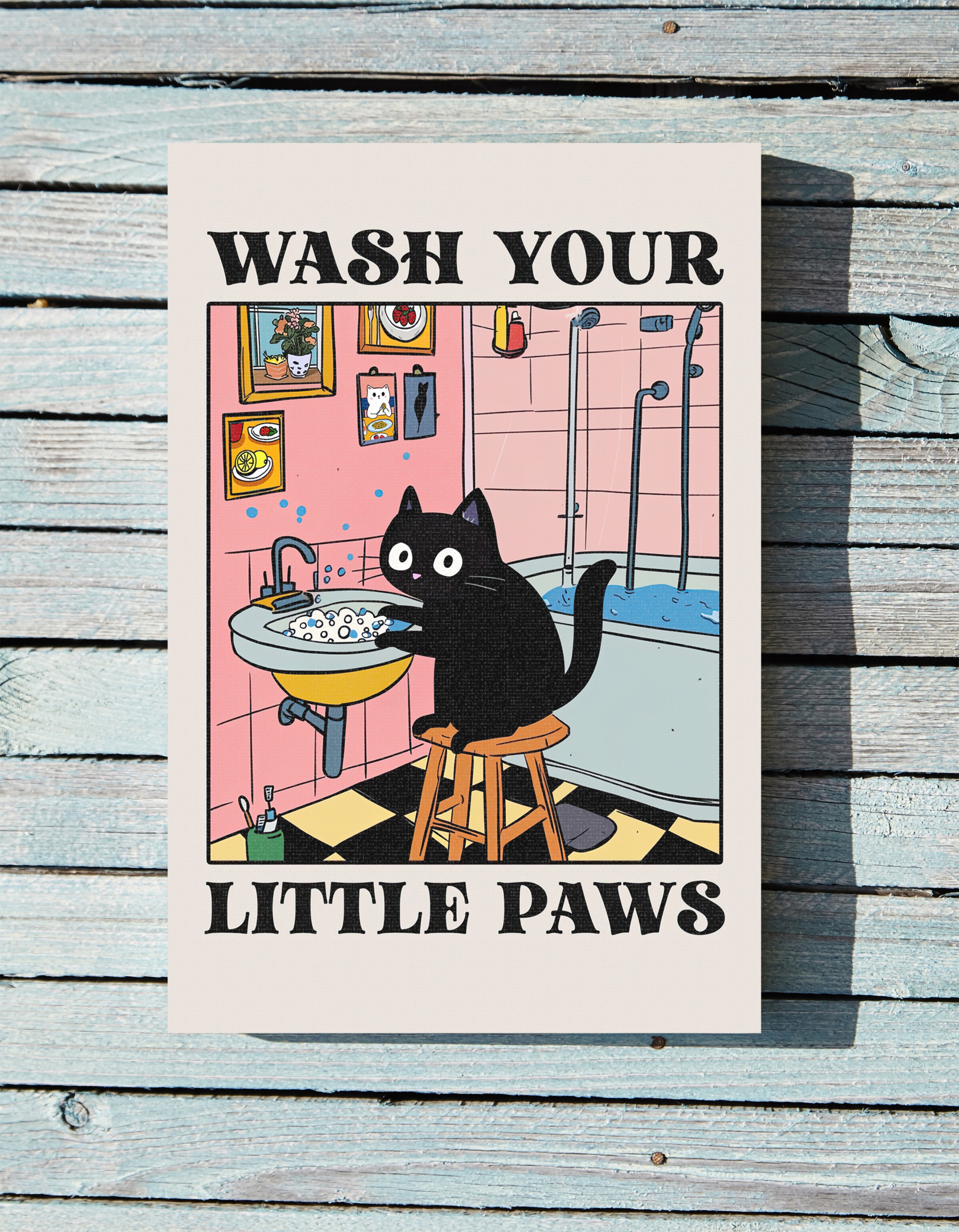 .75" Matte Canvas - Wash Your Little Paws Cat