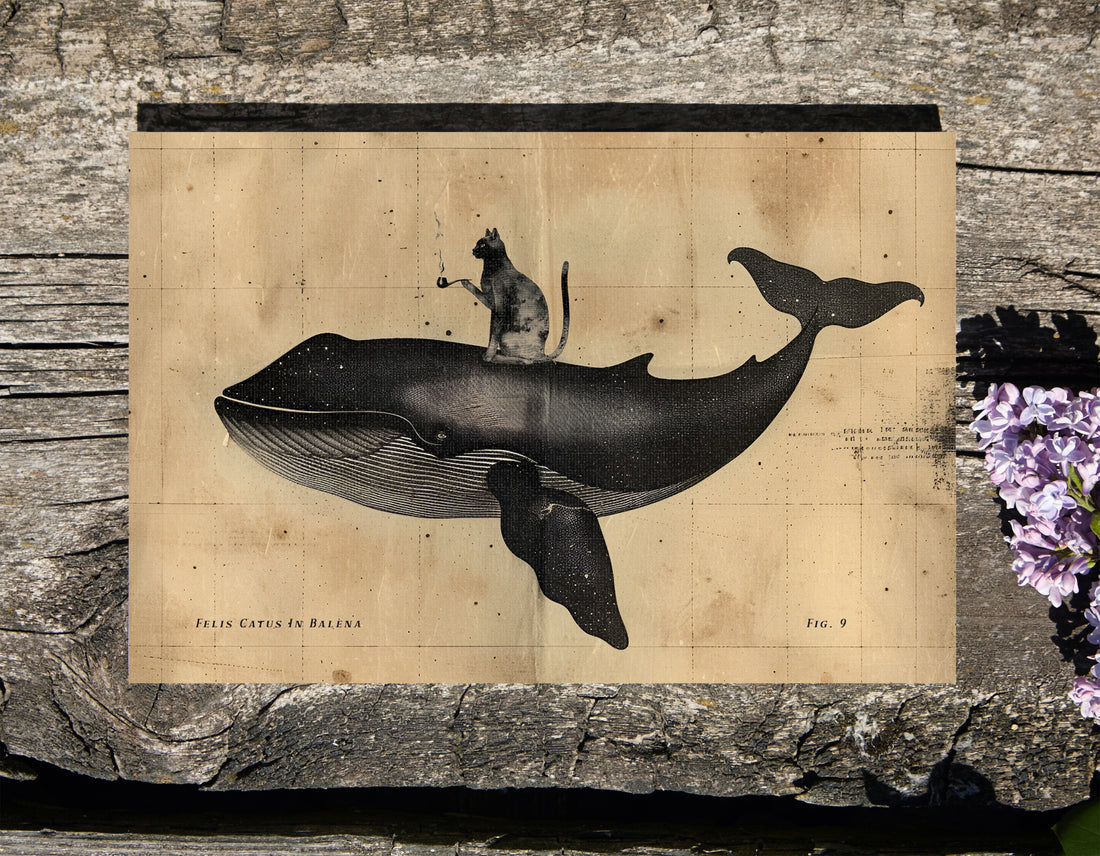 1.25" Matte Canvas - Cat Rides Whale Theory
