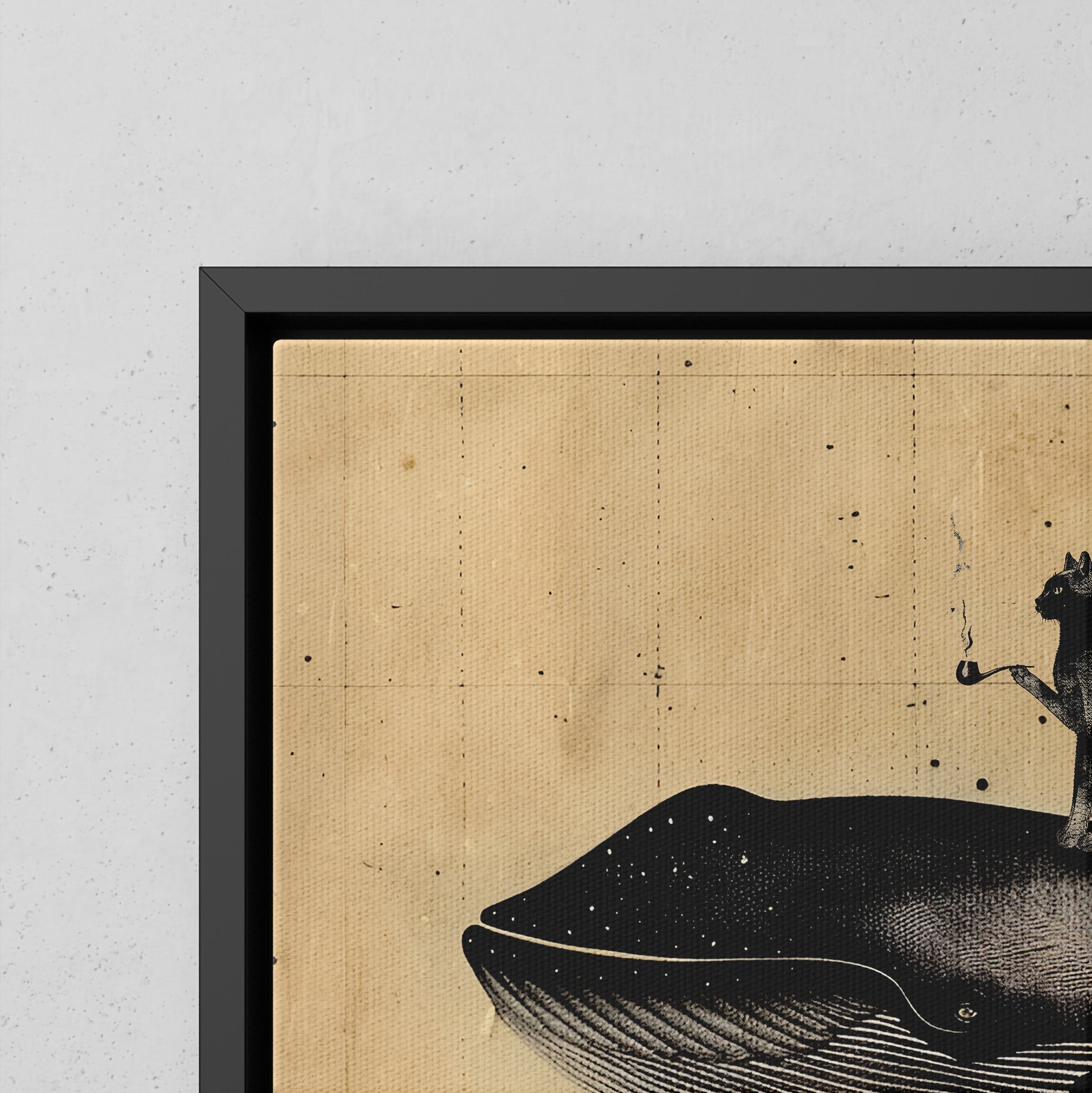 Framed Canvas - Cat Rides Whale Theory