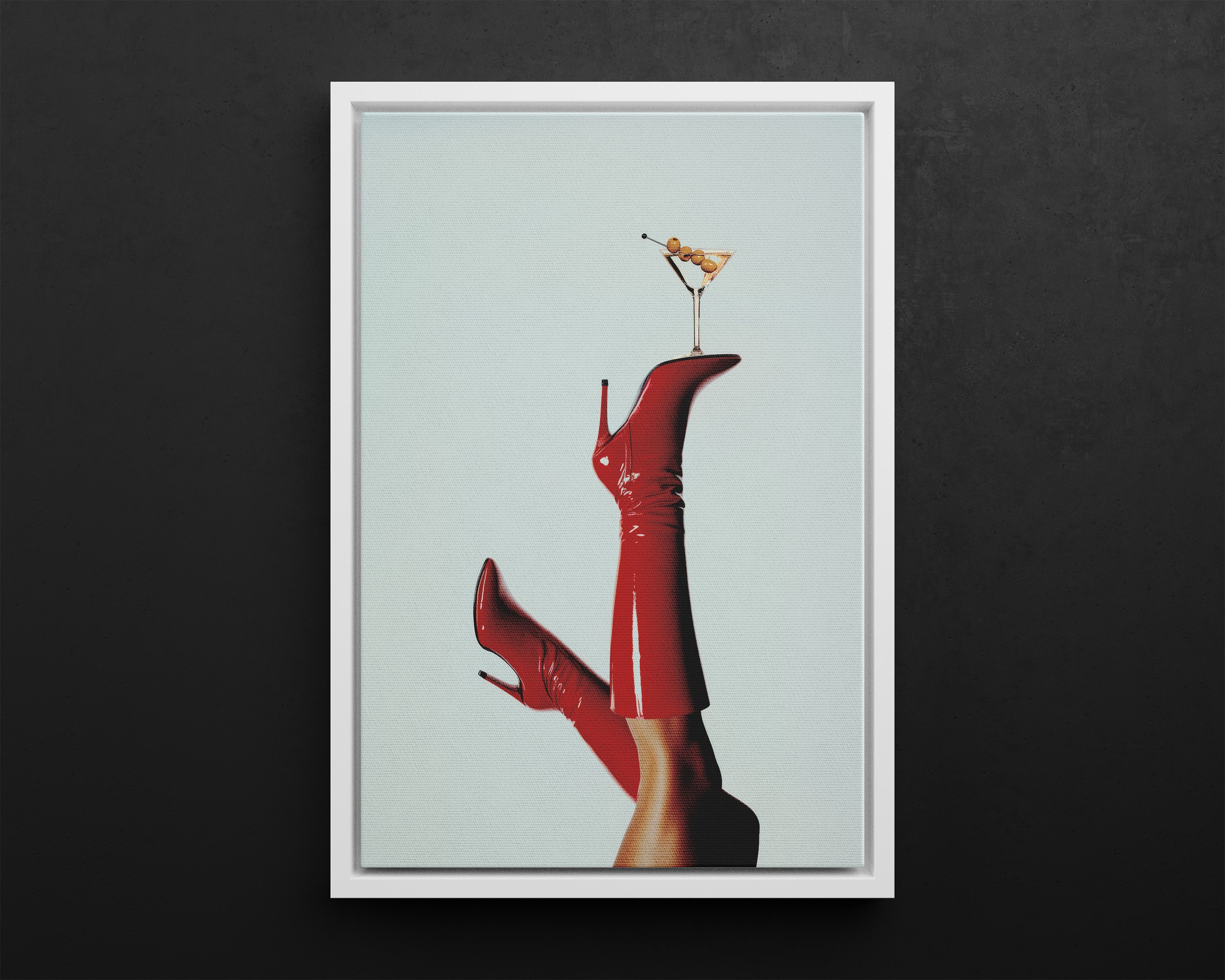 Framed Canvas - Cocktails & Red Stilettos