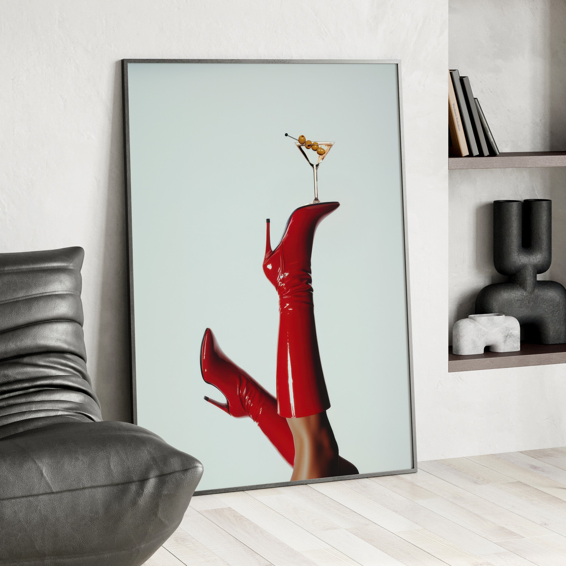 Framed Paper Print - Cocktails & Red Stilettos