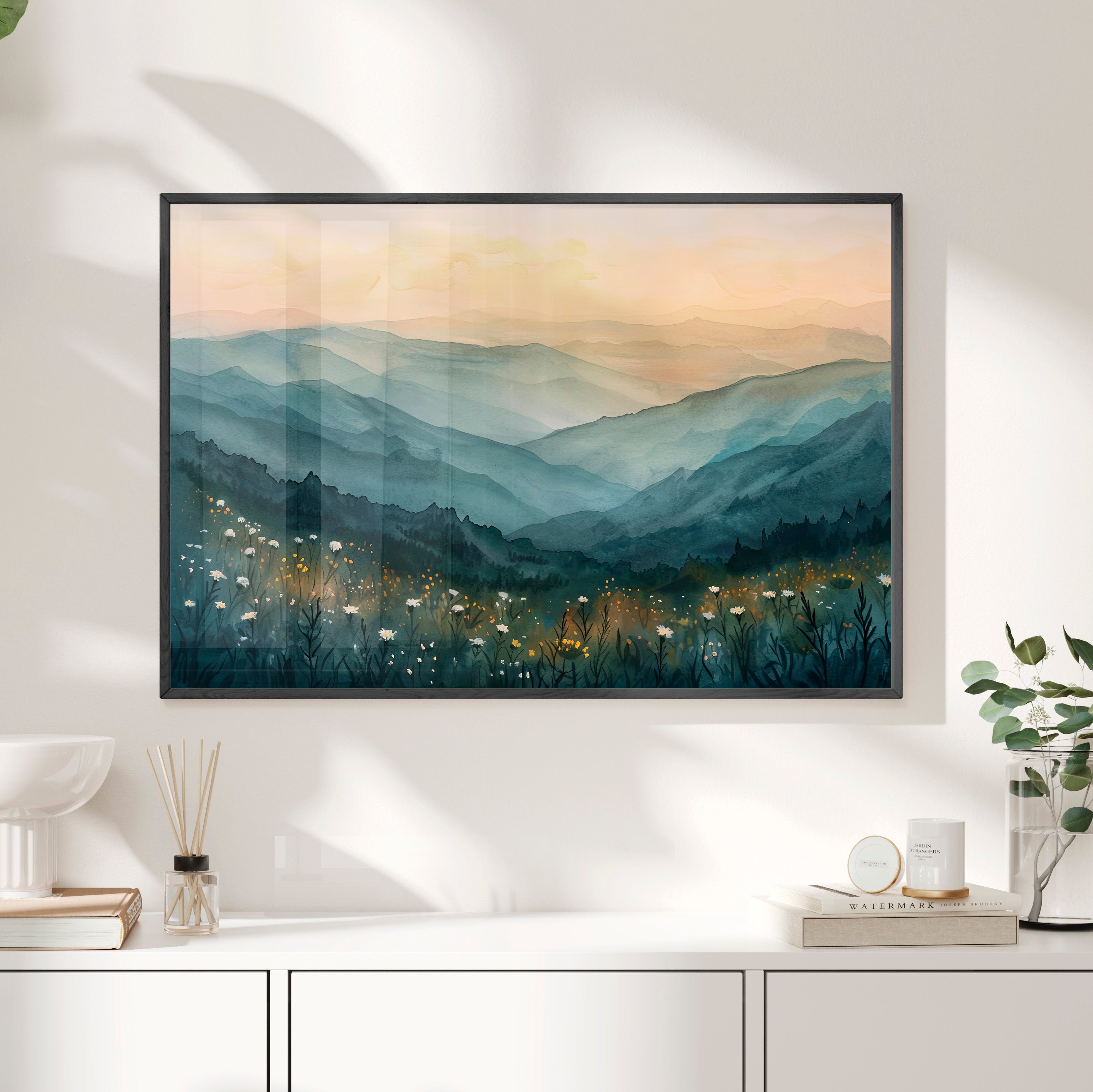 Framed Paper Print - Misty Blue Ridge Bloomscape