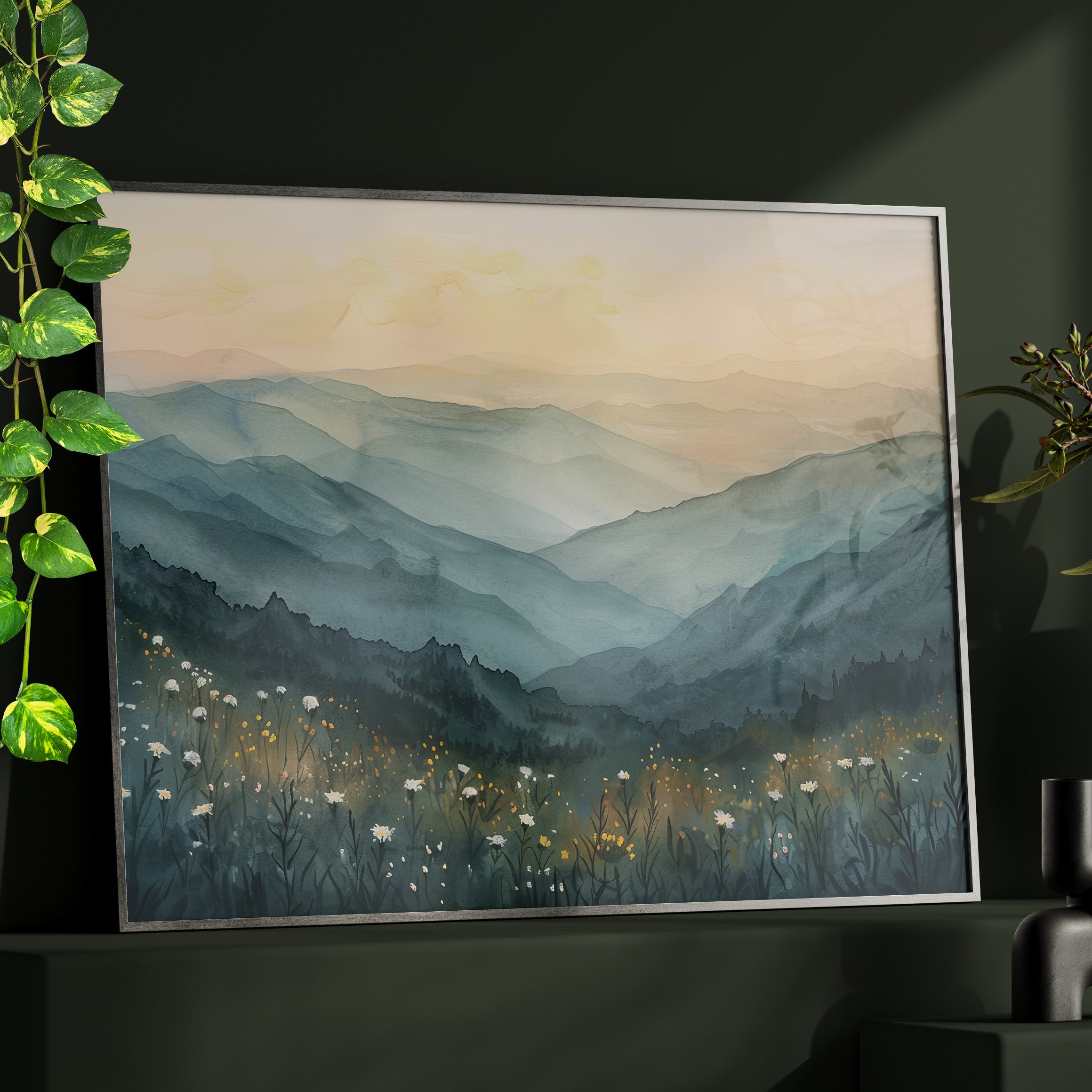 Framed Paper Print - Misty Blue Ridge Bloomscape