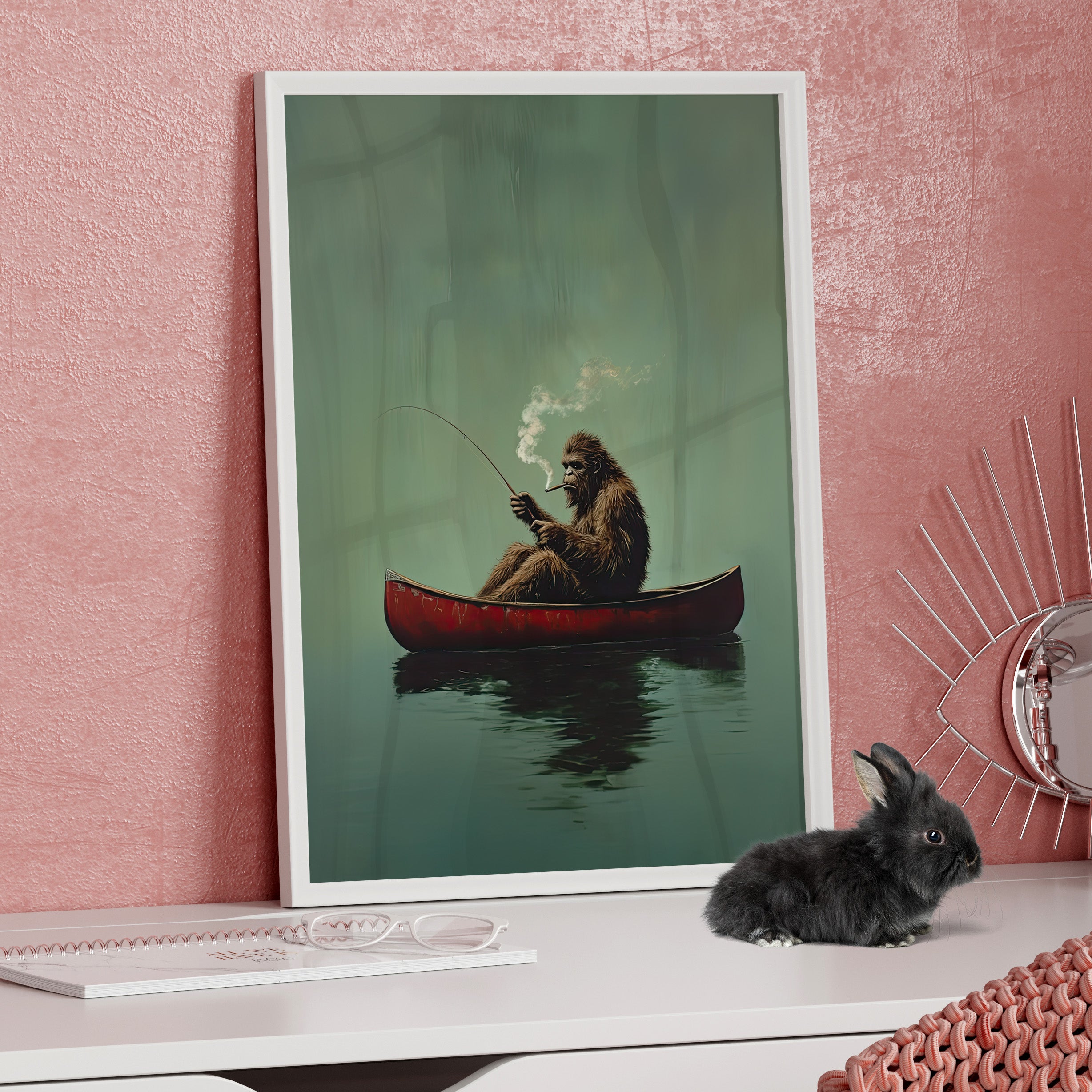 Framed Paper Print - Bigfoot Canoe Adventure