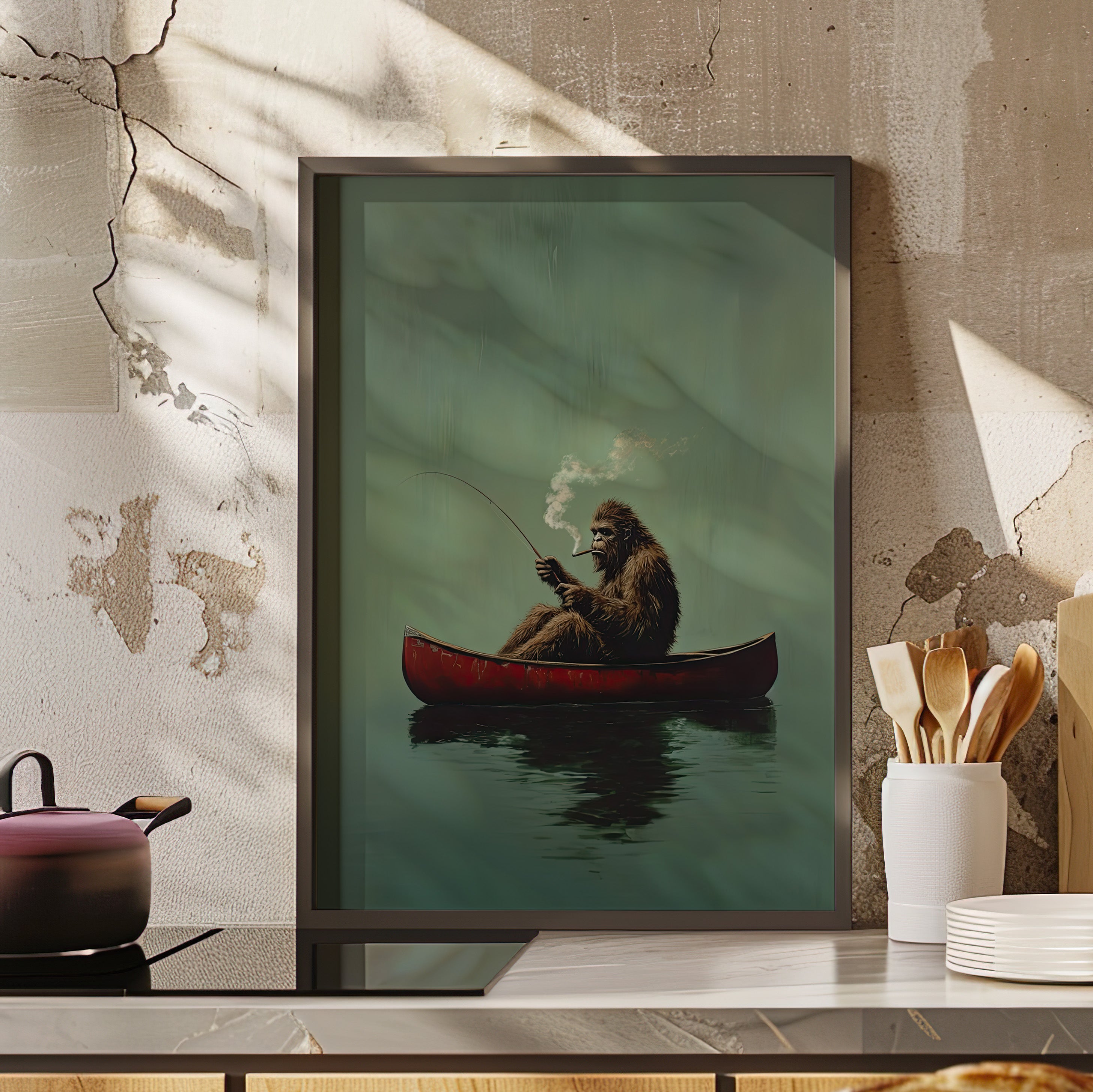 Framed Paper Print - Bigfoot Canoe Adventure