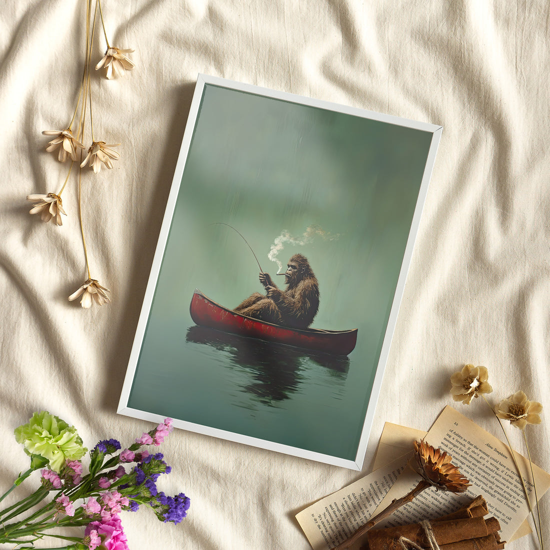 Framed Paper Print - Bigfoot Canoe Adventure