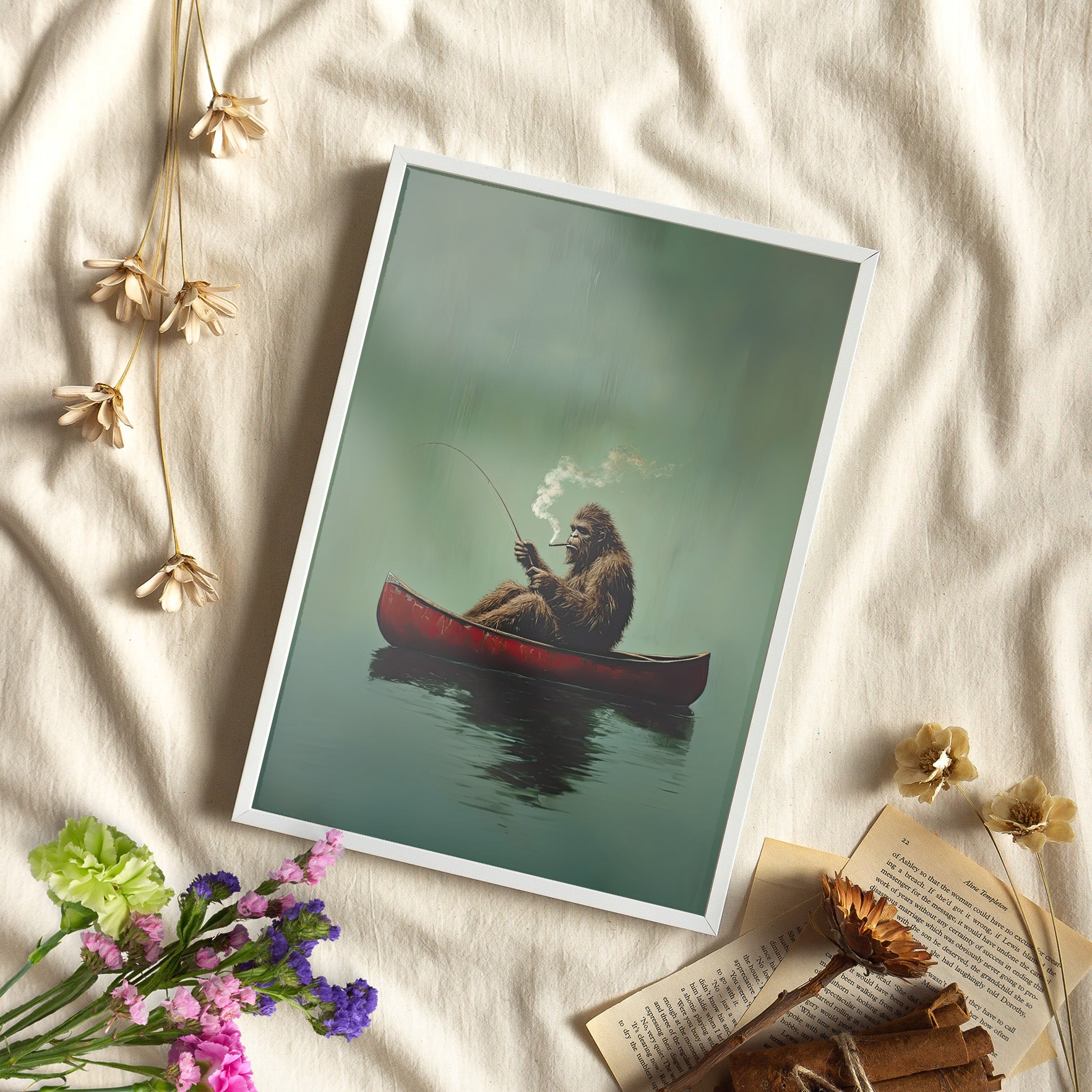 Framed Paper Print - Bigfoot Canoe Adventure