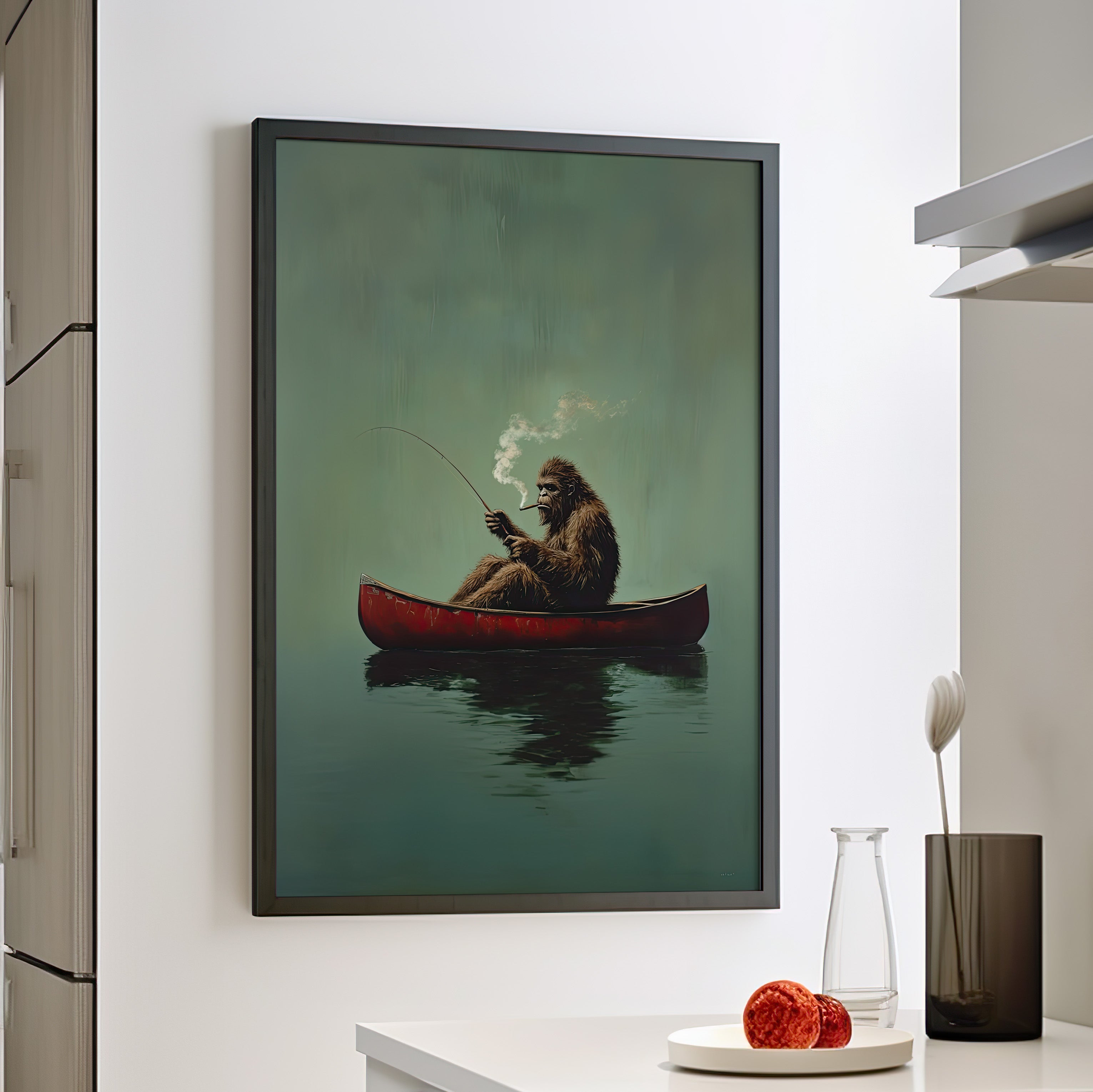 Framed Paper Print - Bigfoot Canoe Adventure