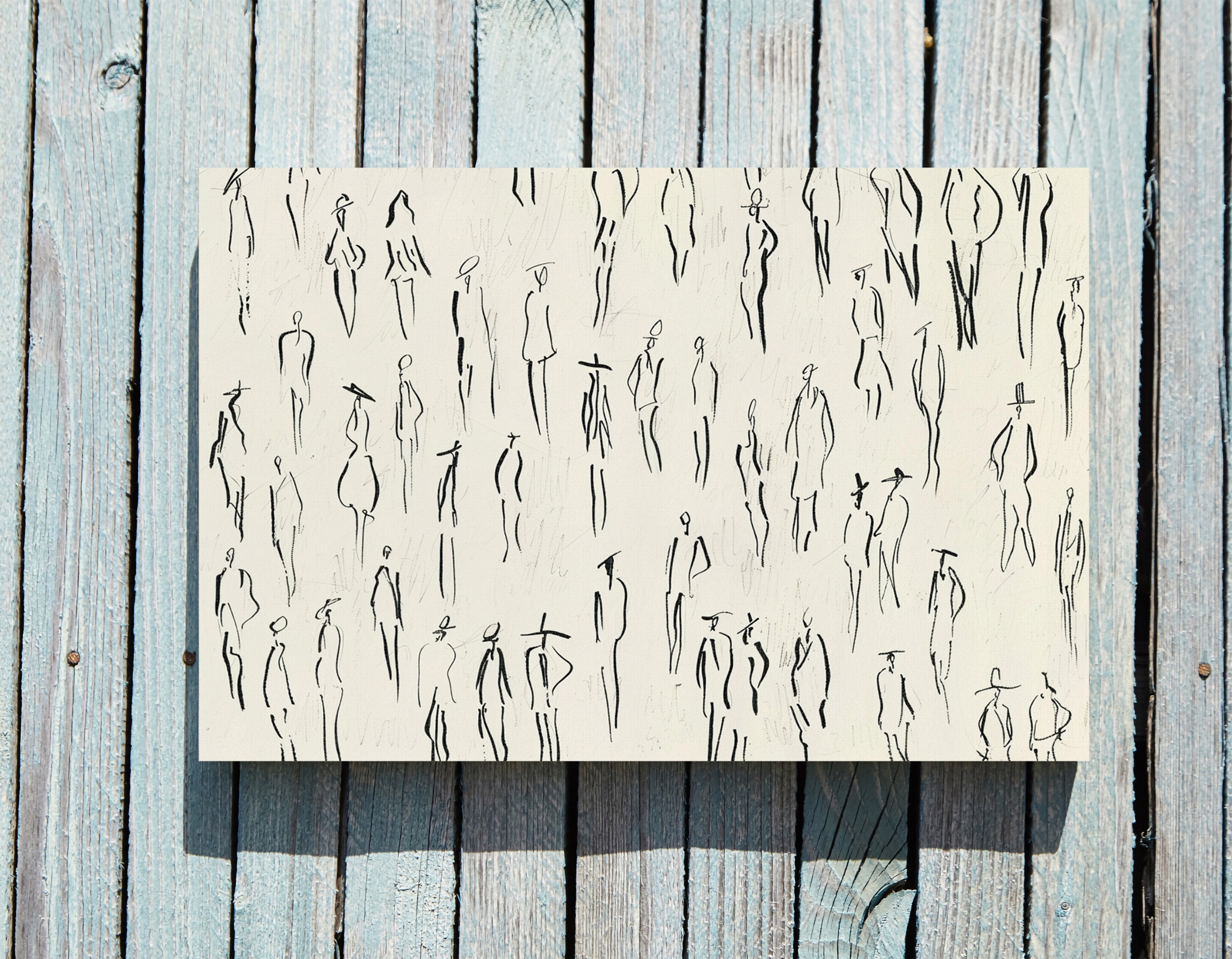 .75" Matte Canvas - Crowd in Motion Linework