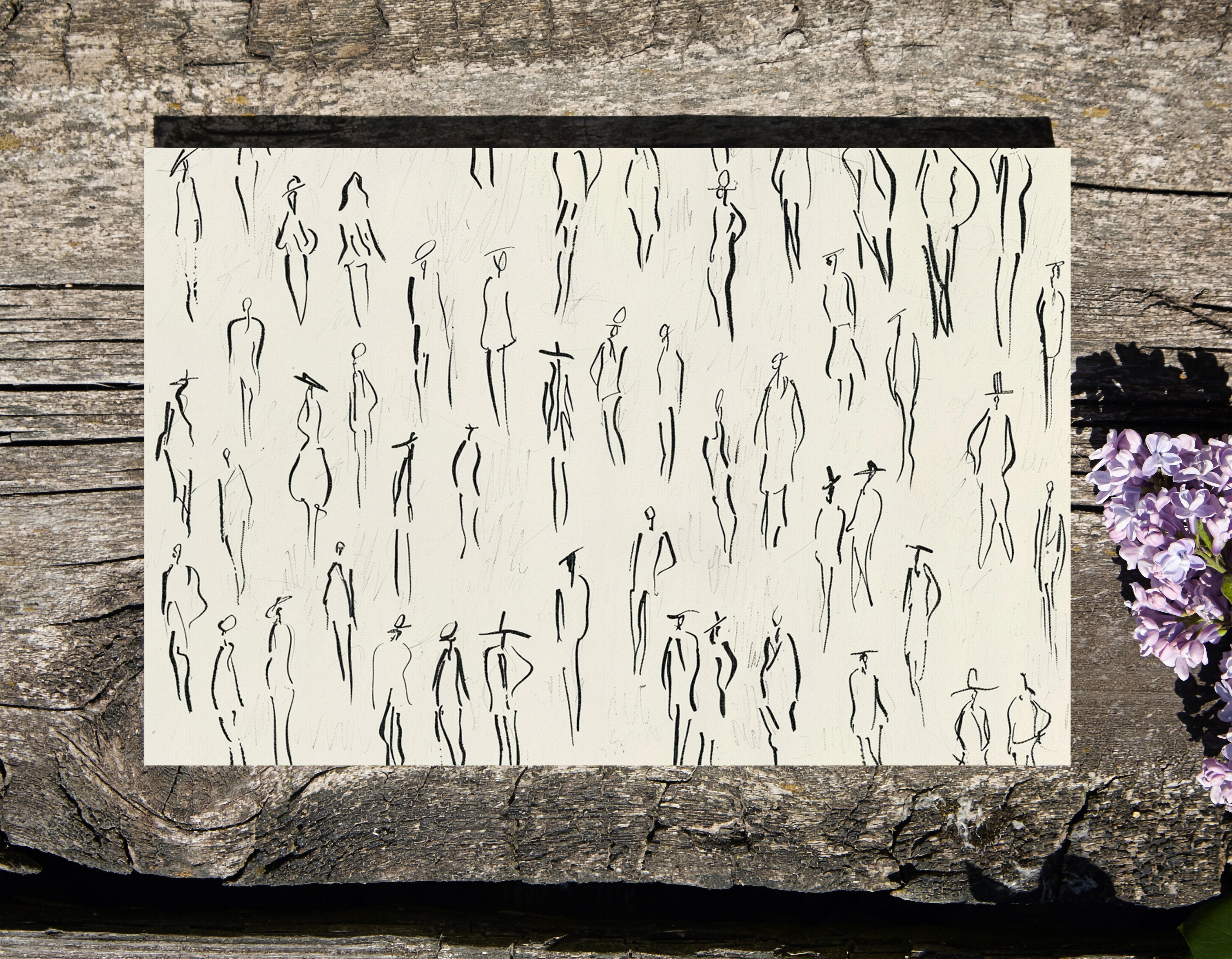 .75" Matte Canvas - Crowd in Motion Linework