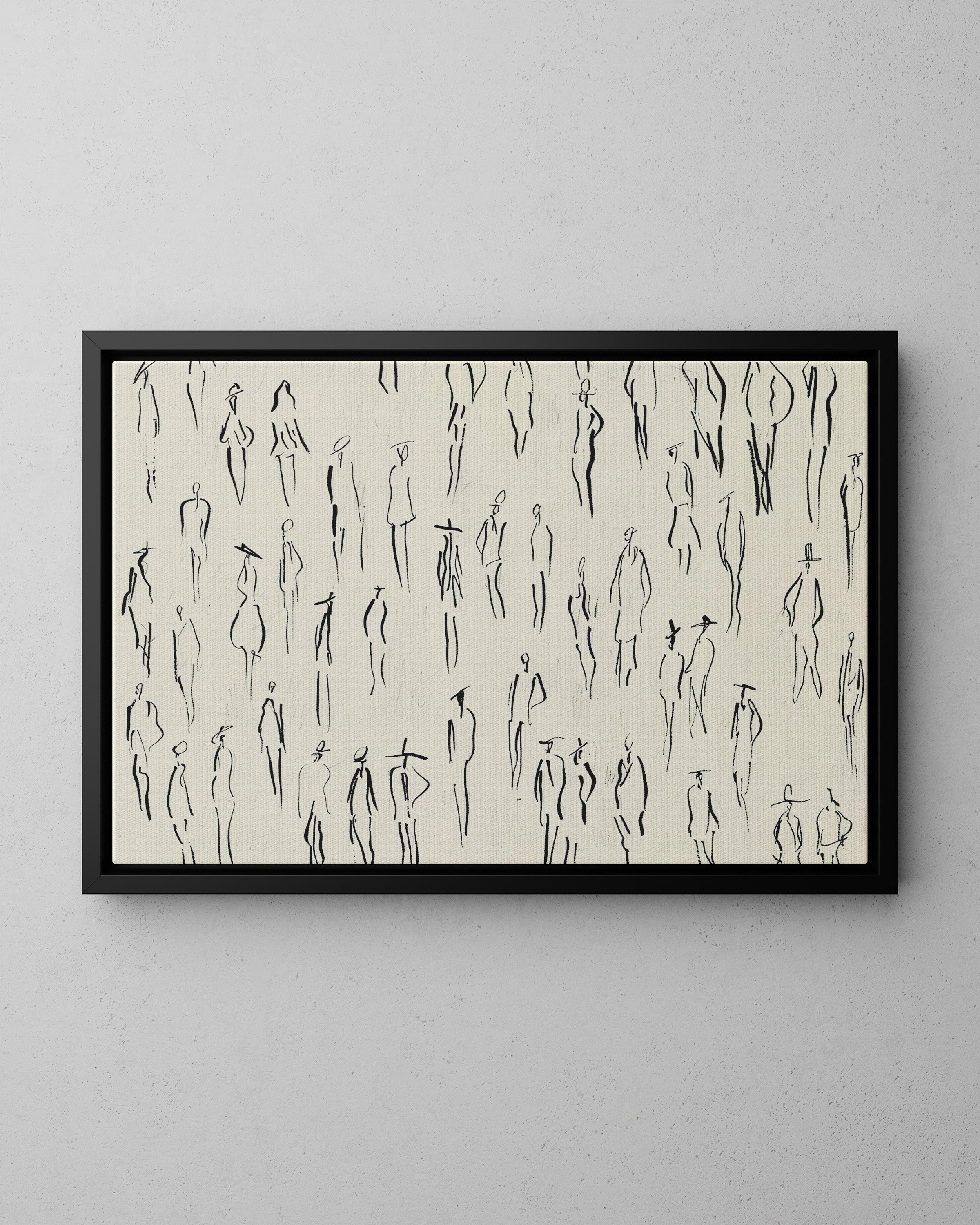 Framed Canvas - Crowd in Motion Linework