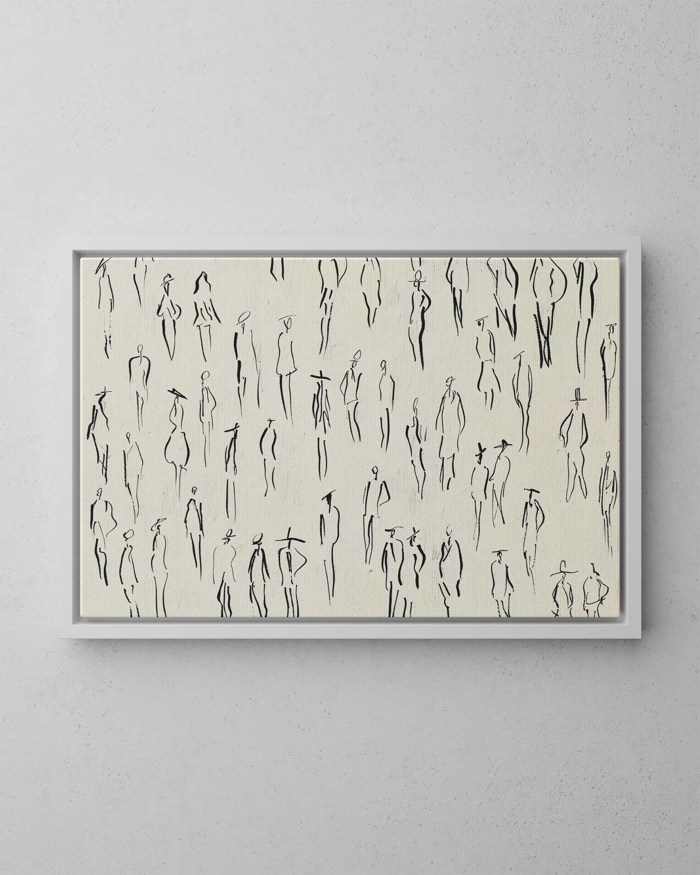 Framed Canvas - Crowd in Motion Linework