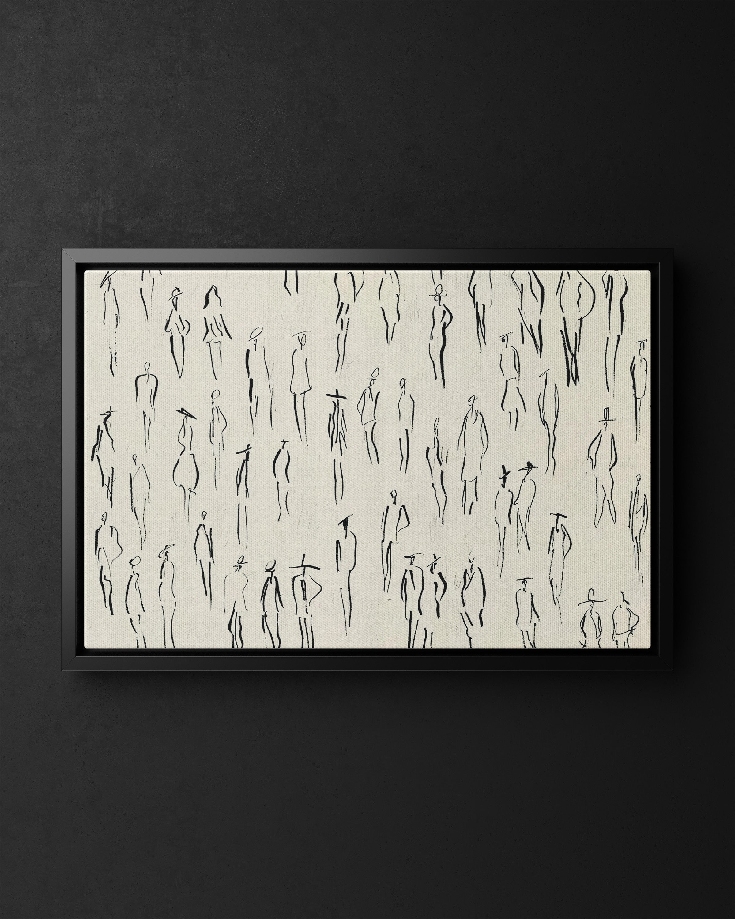 Framed Canvas - Crowd in Motion Linework