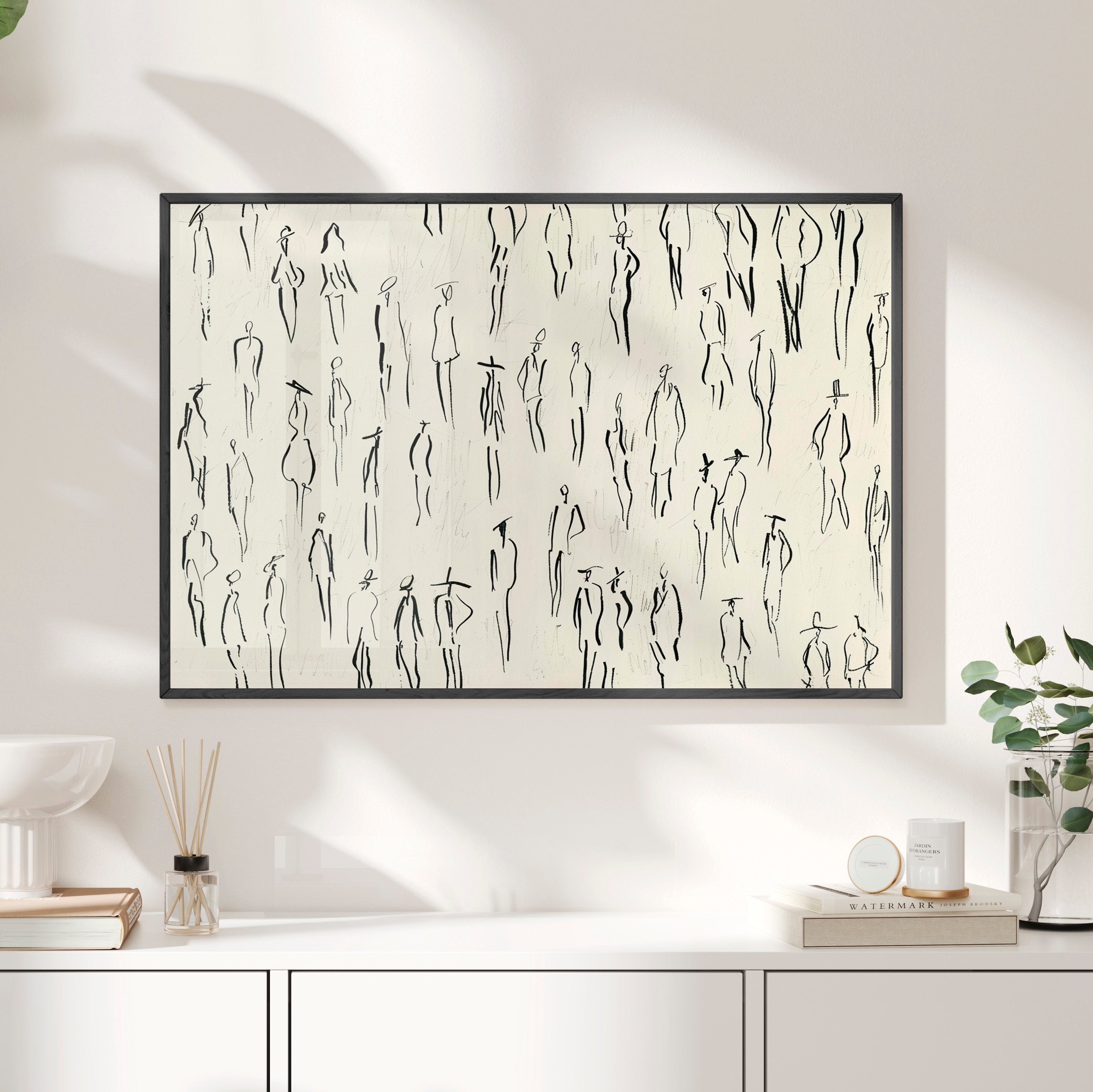 Framed Paper Print - Crowd in Motion Linework