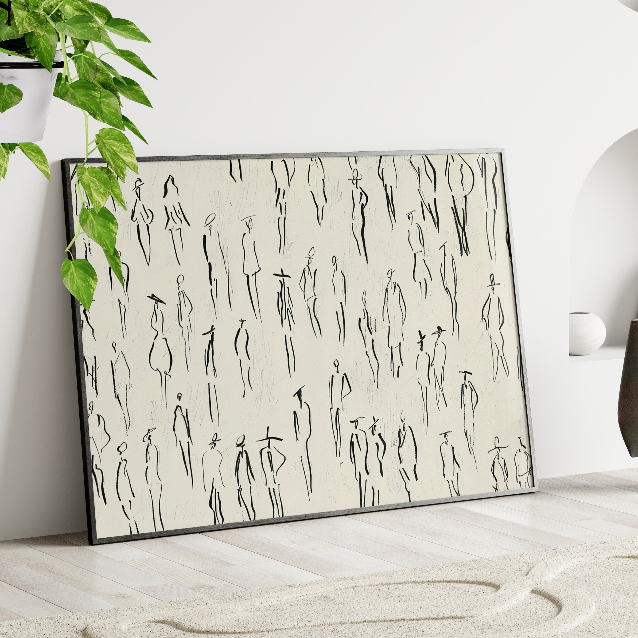 Framed Paper Print - Crowd in Motion Linework