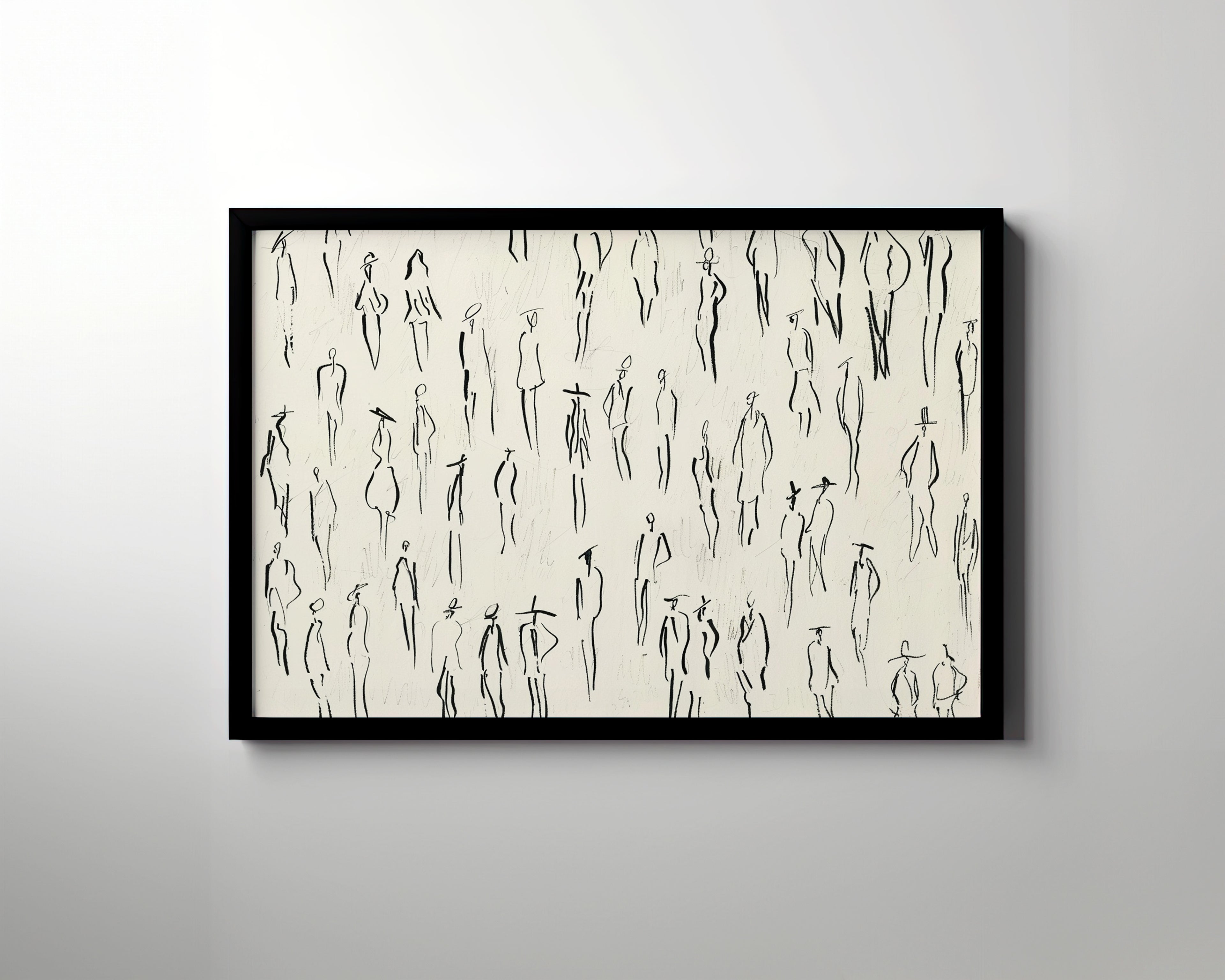 Framed Paper Print - Crowd in Motion Linework