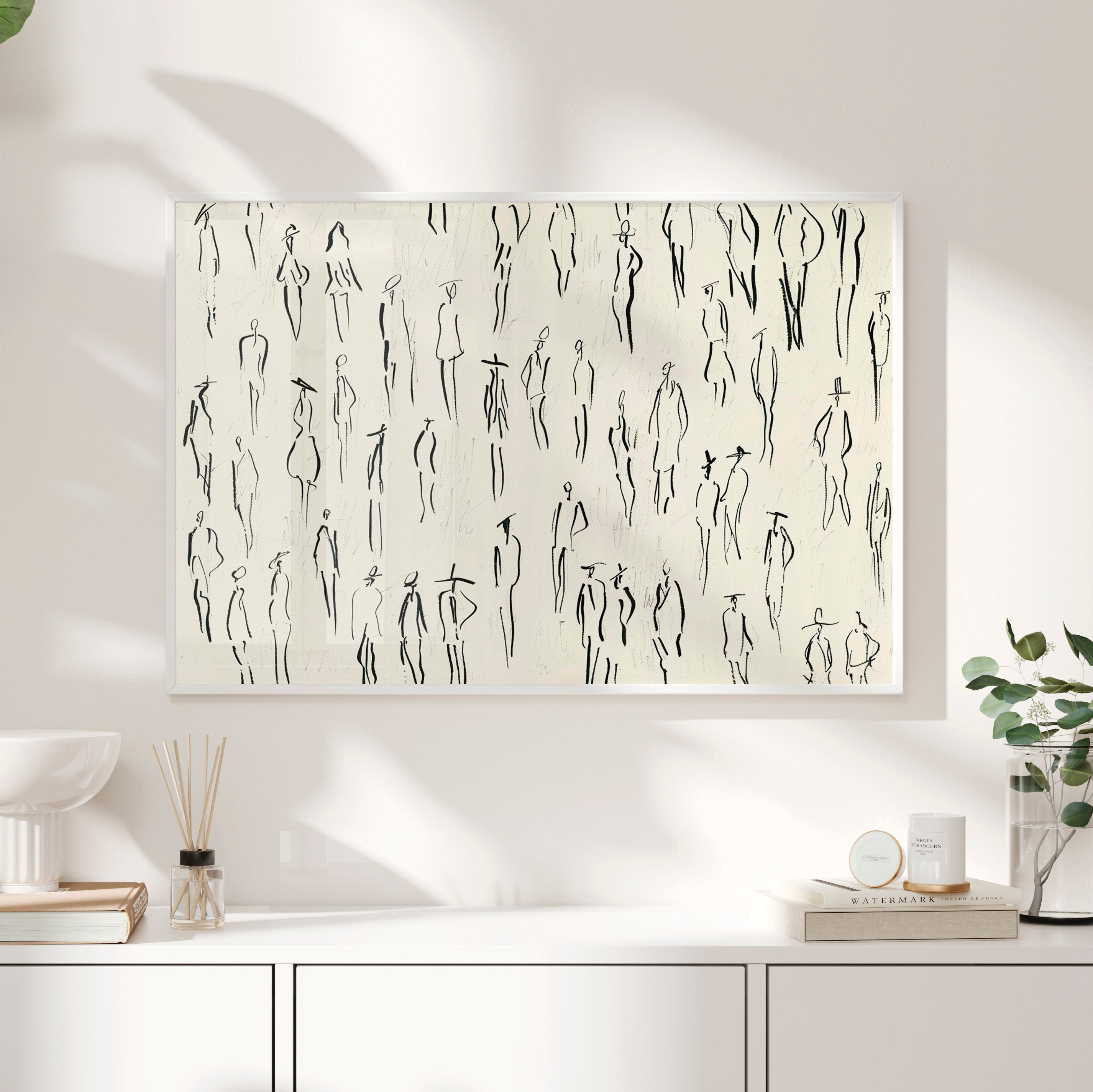 Framed Paper Print - Crowd in Motion Linework