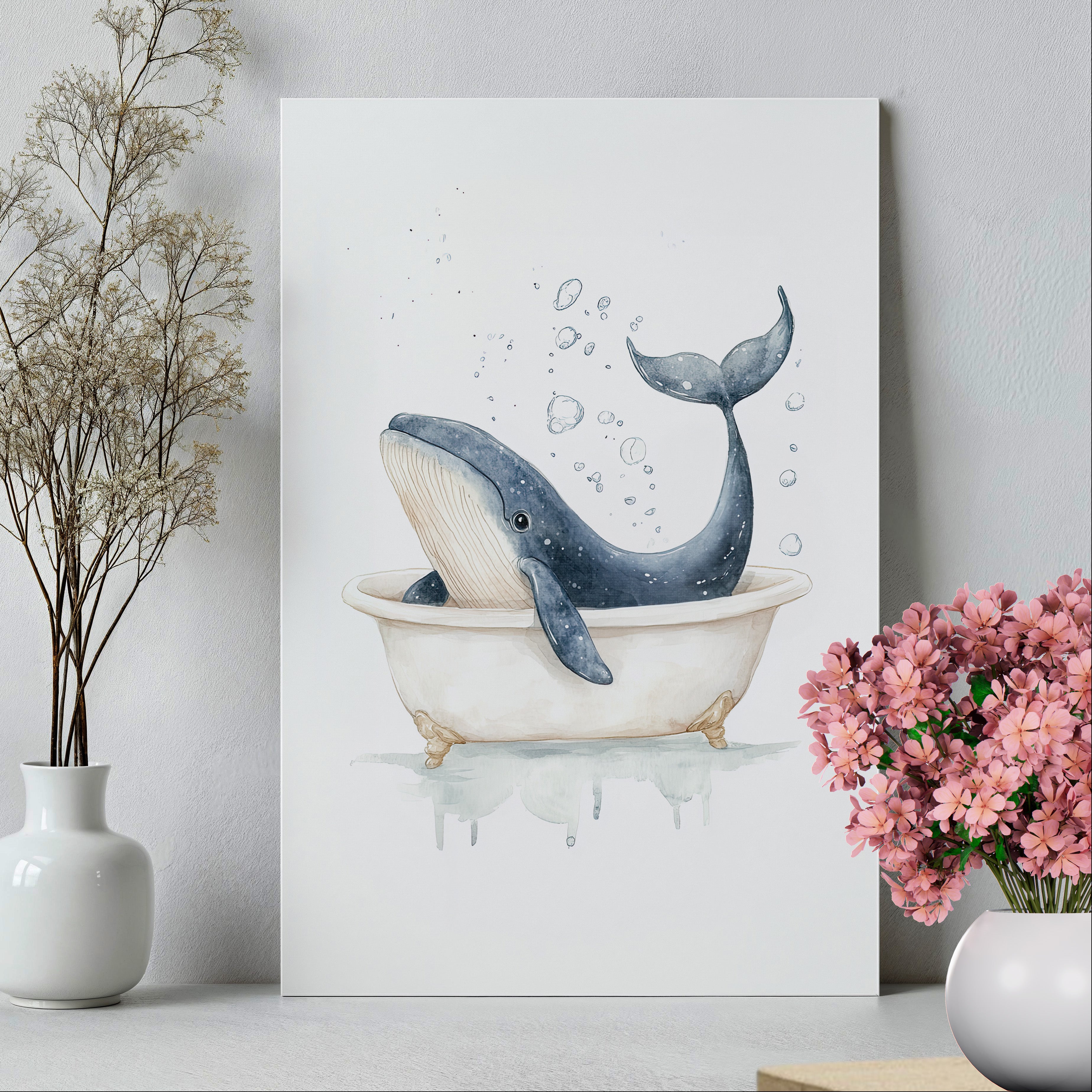 .75" Matte Canvas - Whale Tub Bubble Splash