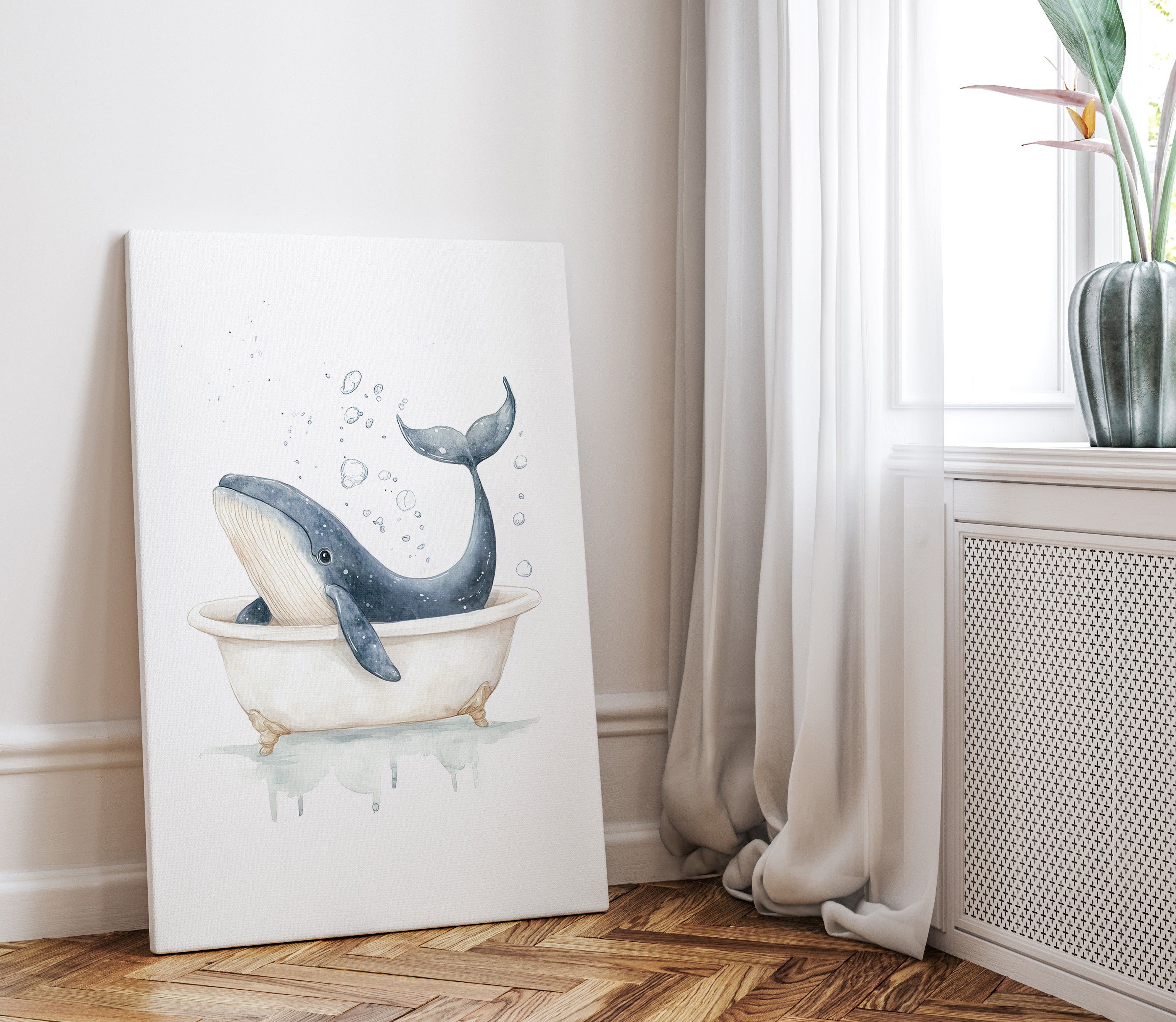 .75" Matte Canvas - Whale Tub Bubble Splash