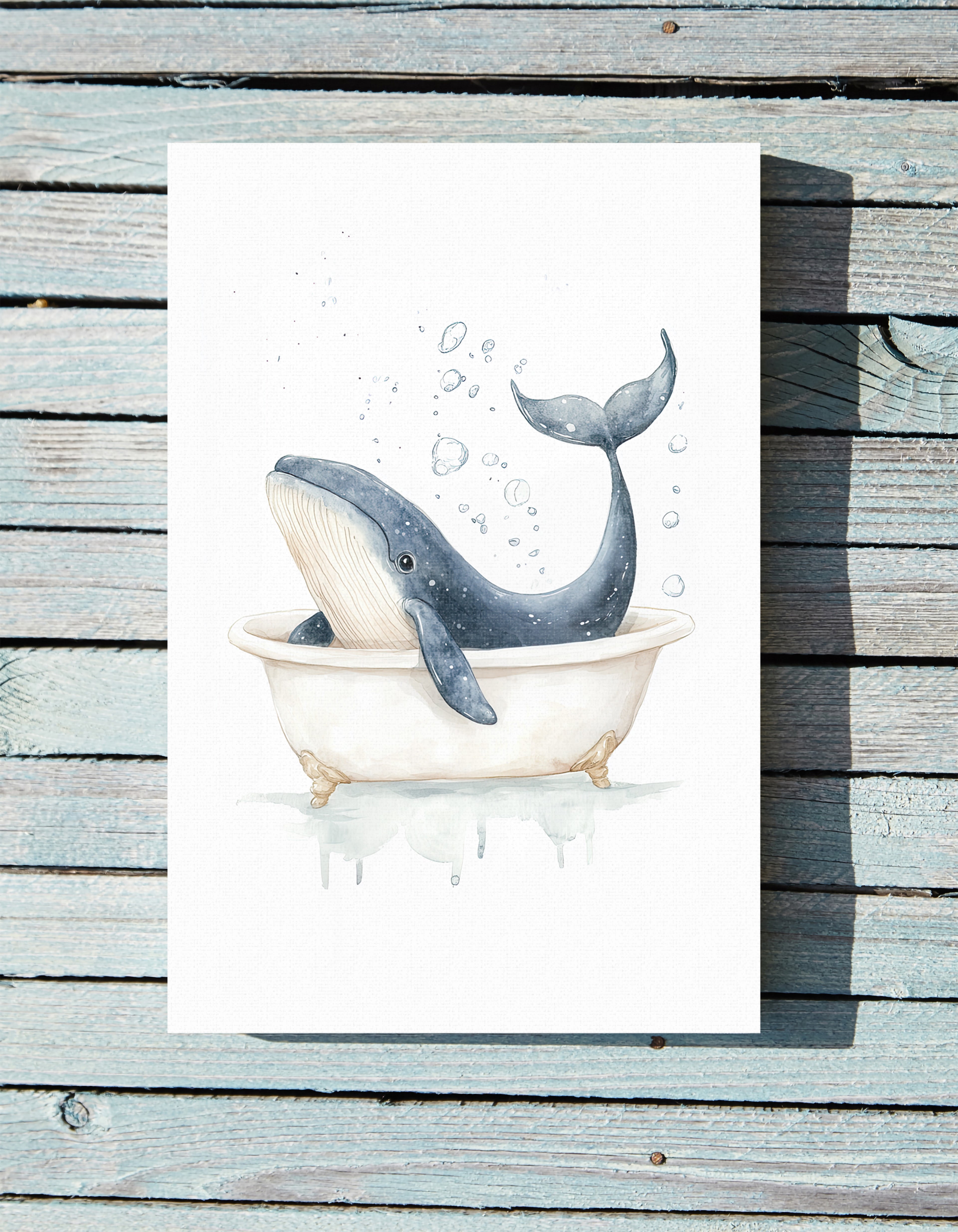 .75" Matte Canvas - Whale Tub Bubble Splash