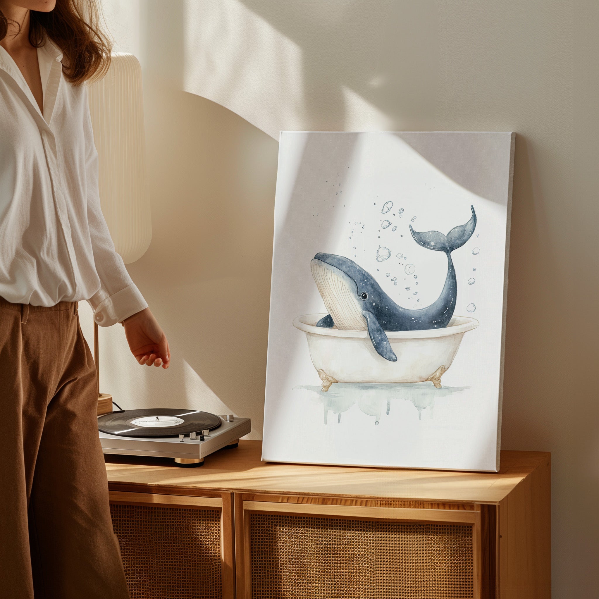 .75" Matte Canvas - Whale Tub Bubble Splash