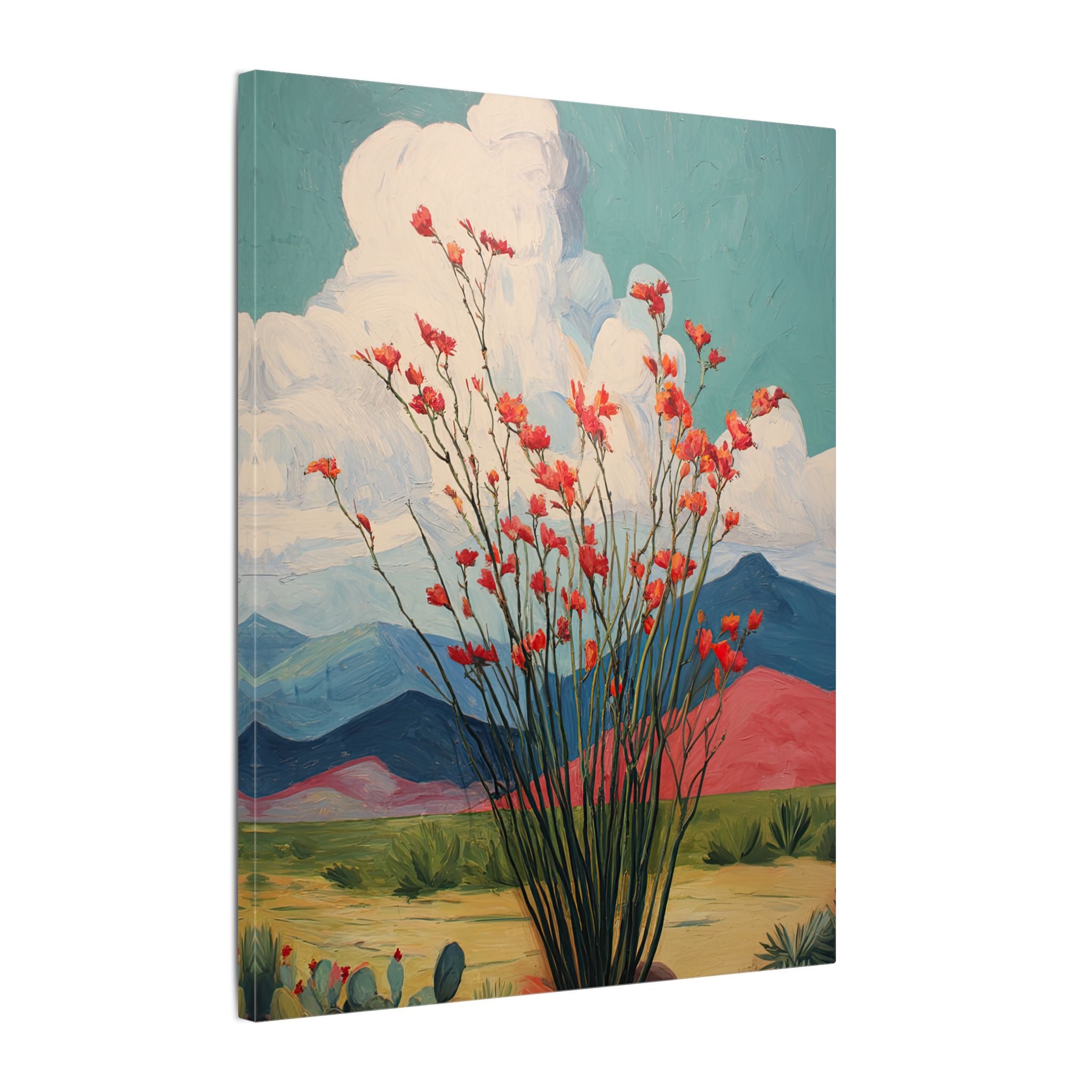 .75" Matte Canvas - Ocotillo Cactus Desert Bloom