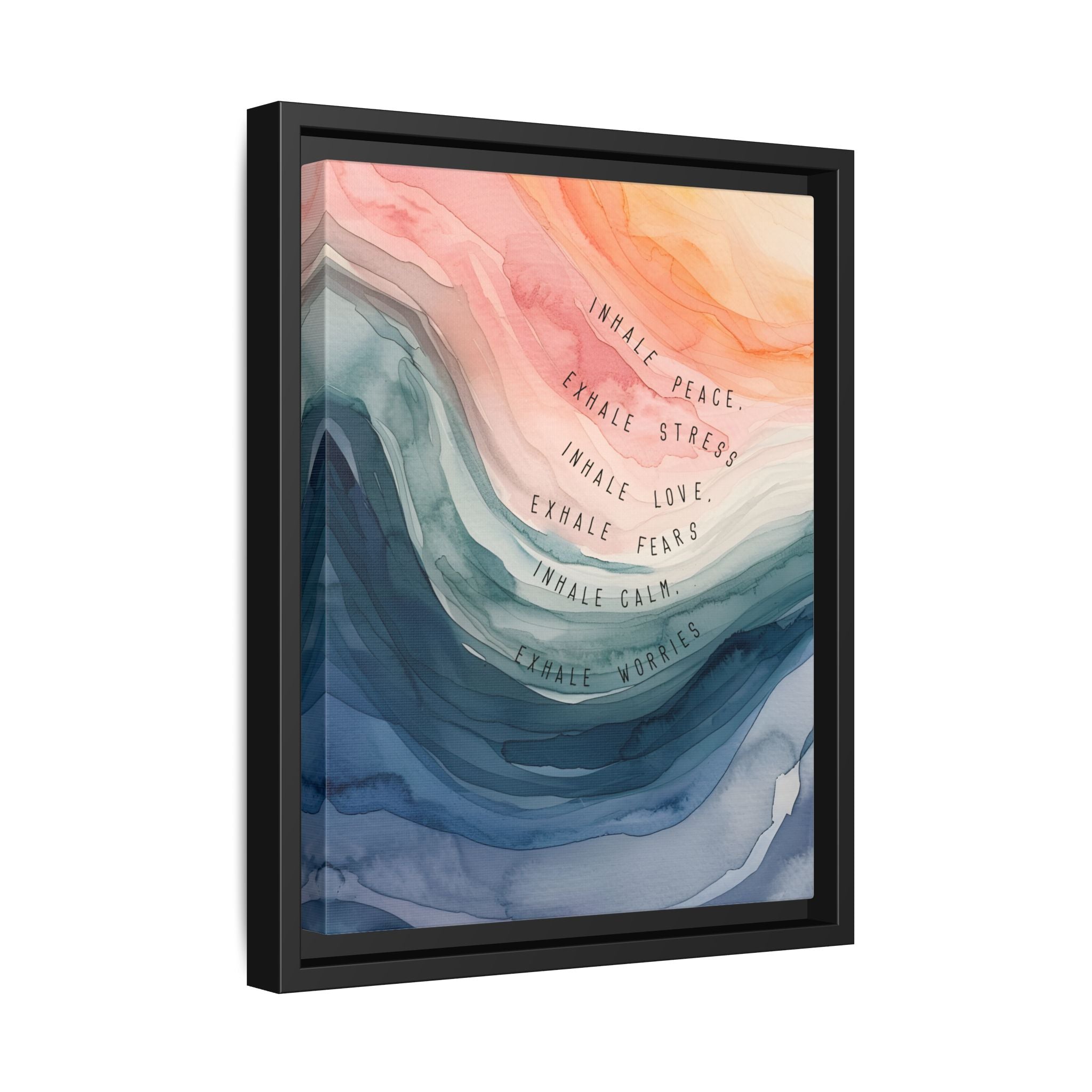 Framed Canvas - Inhale Exhale Watercolor Calm