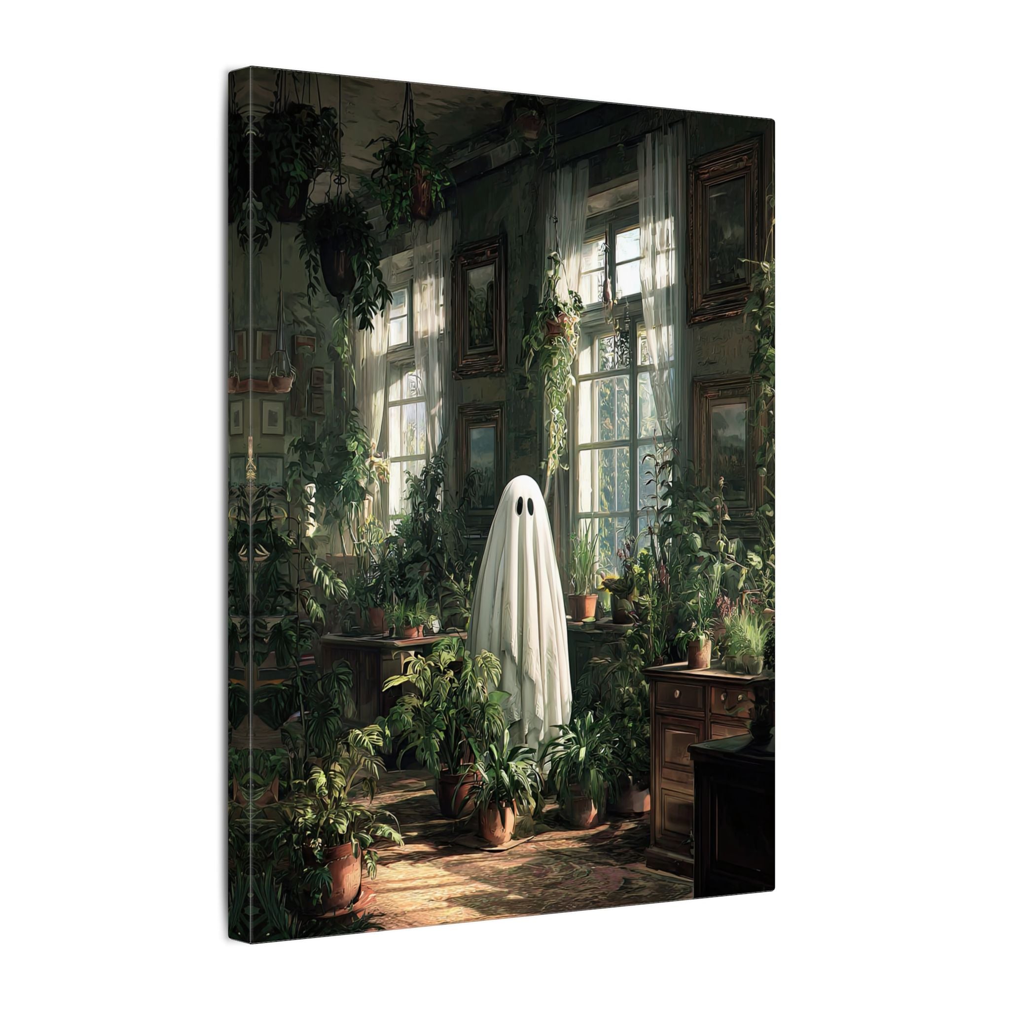 .75" Matte Canvas - Ghost Among Houseplants