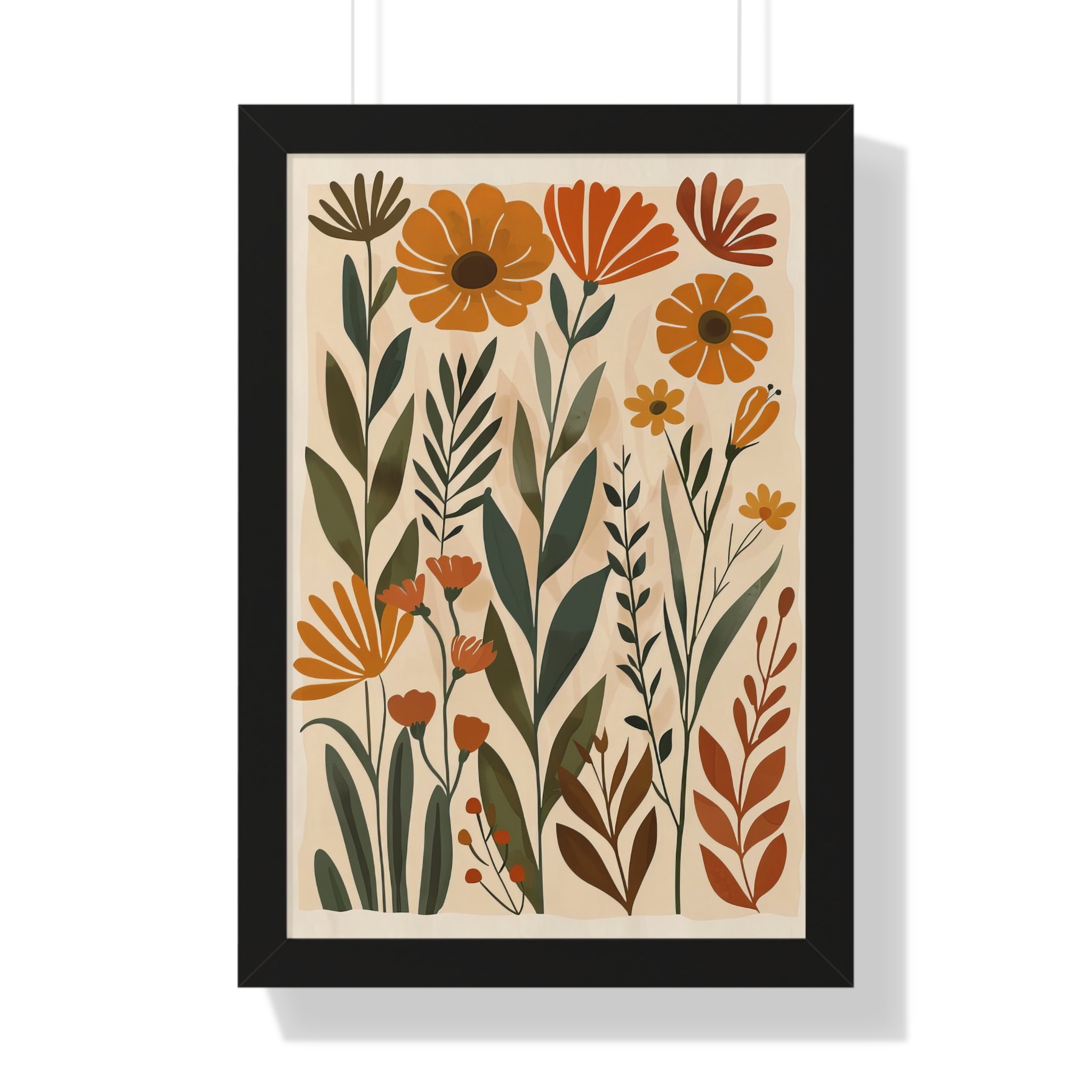 Framed Paper Print - Golden Meadow Boho Blooms