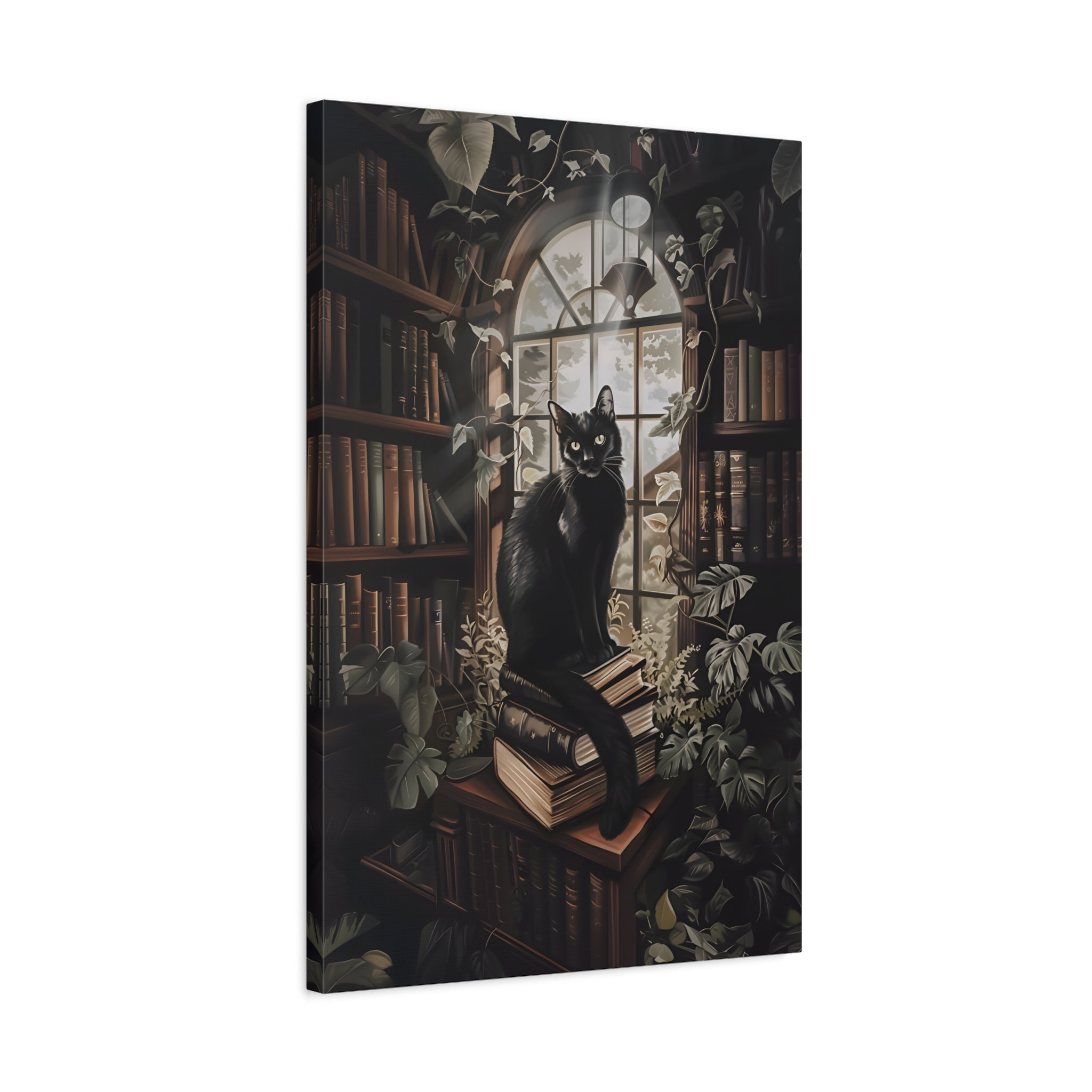 1.25" Matte Canvas - Book Hoarder Feline Gaze