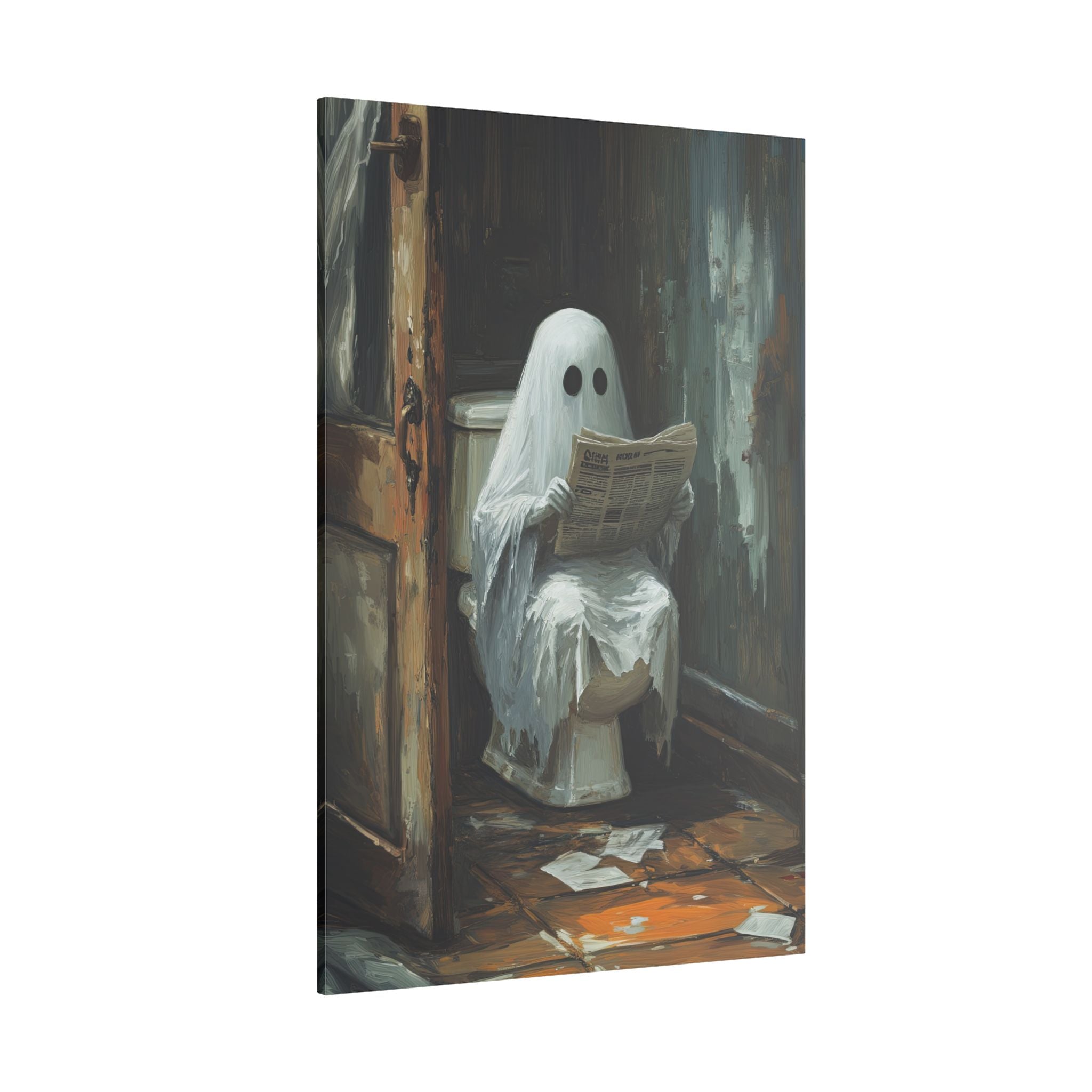 .75" Matte Canvas - Ghostly Bathroom Break