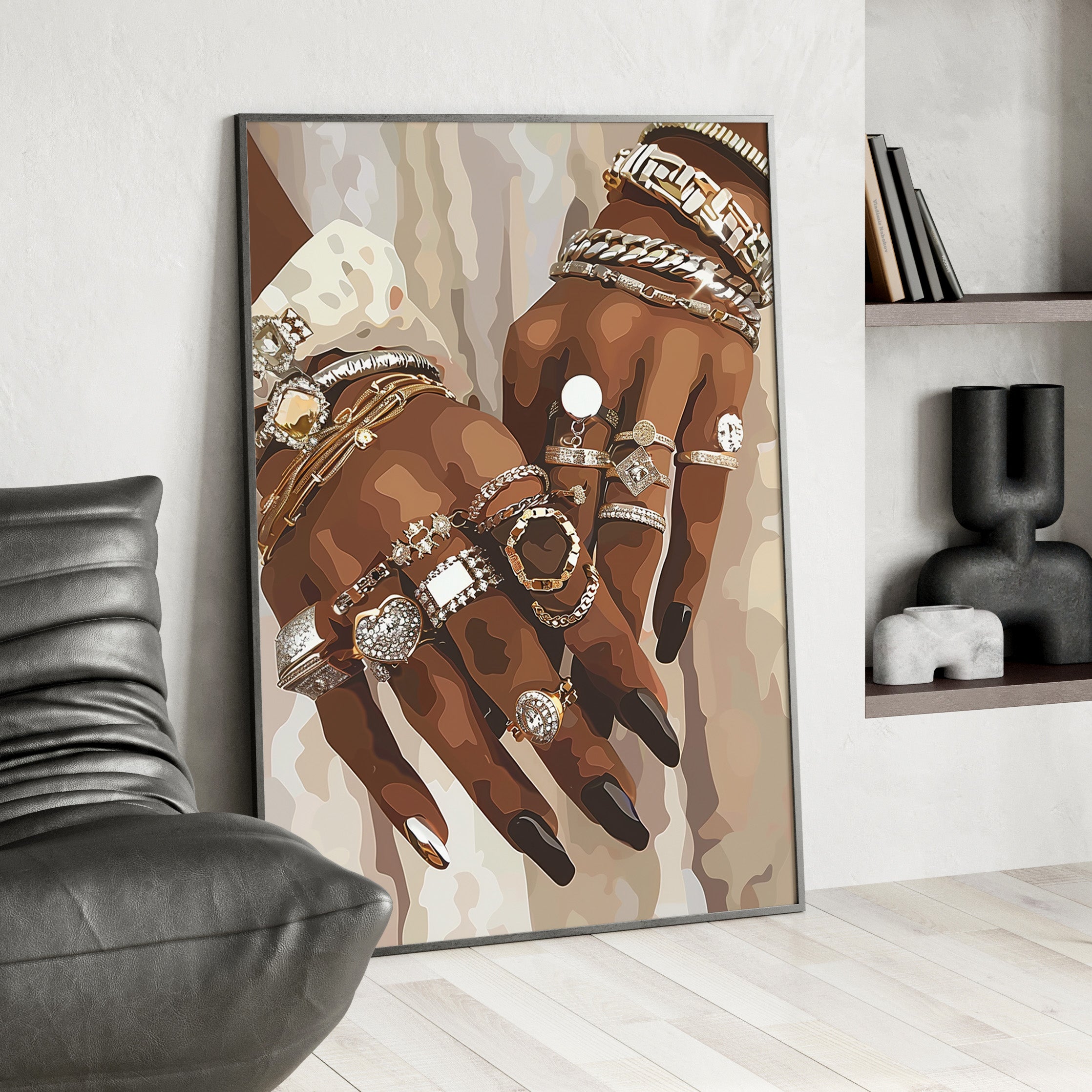 Framed Paper Print - Layered Luxe Jewelry Hands