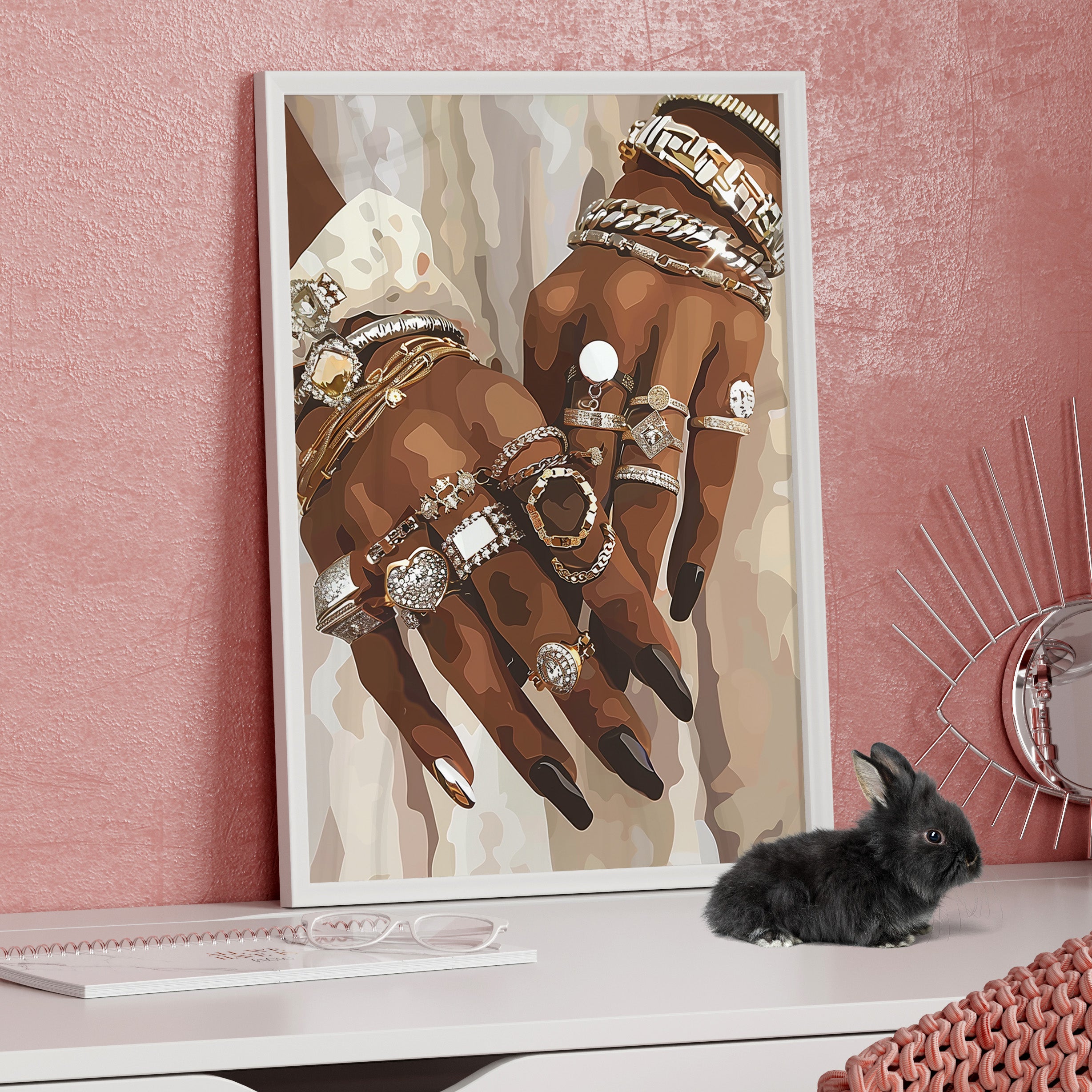 Framed Paper Print - Layered Luxe Jewelry Hands