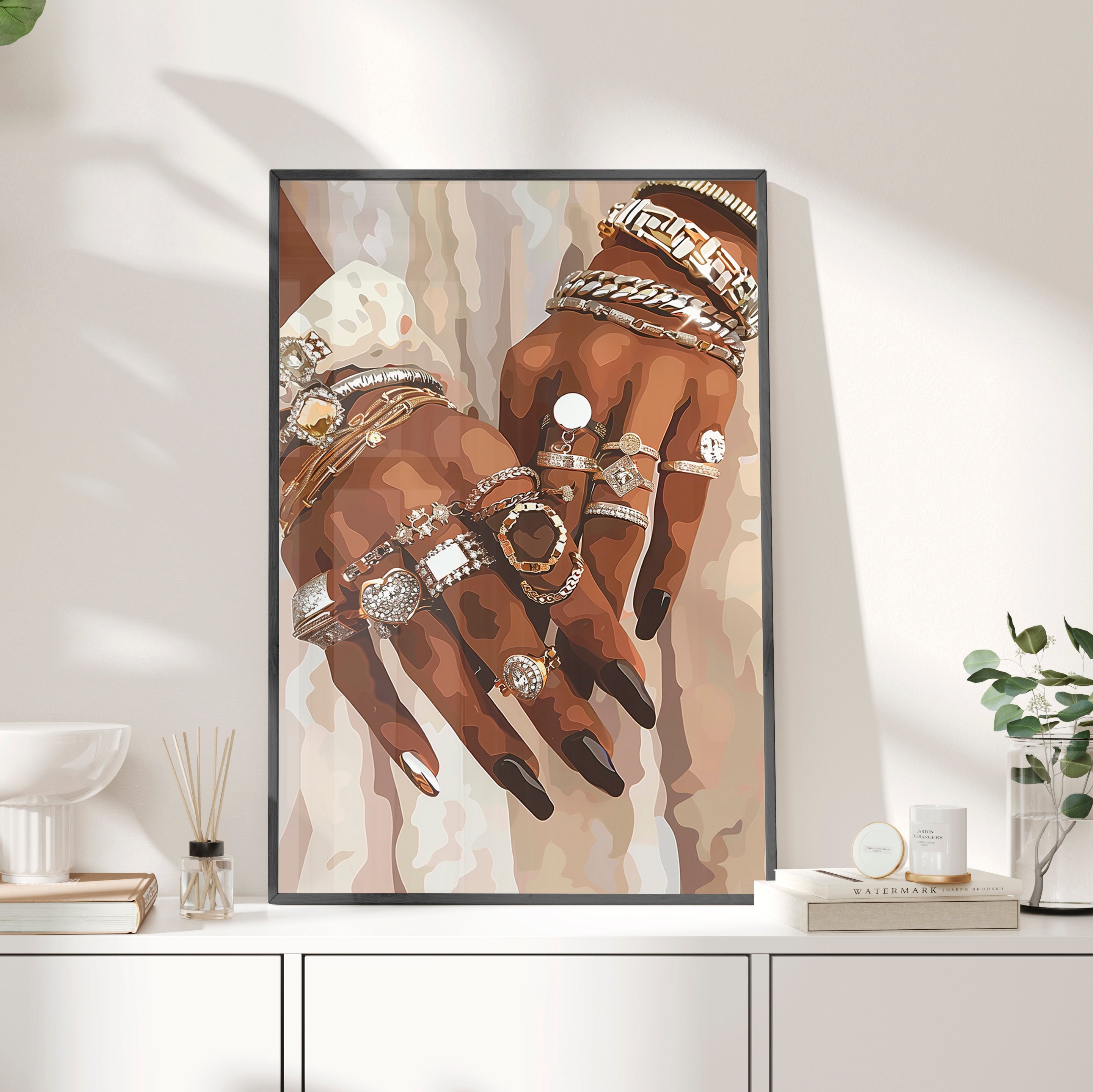 Framed Paper Print - Layered Luxe Jewelry Hands